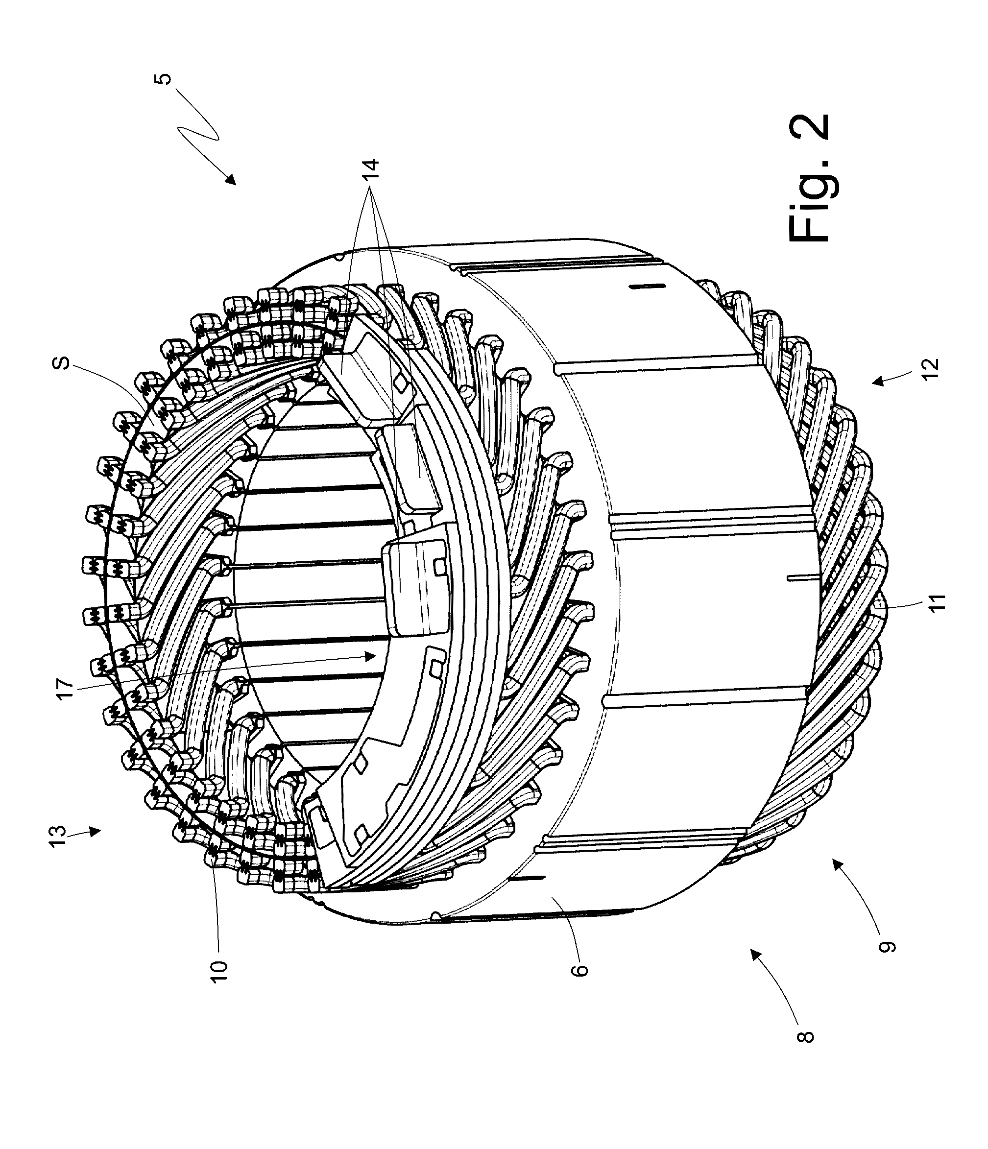 Electric machine having a stator winding with rigid bars