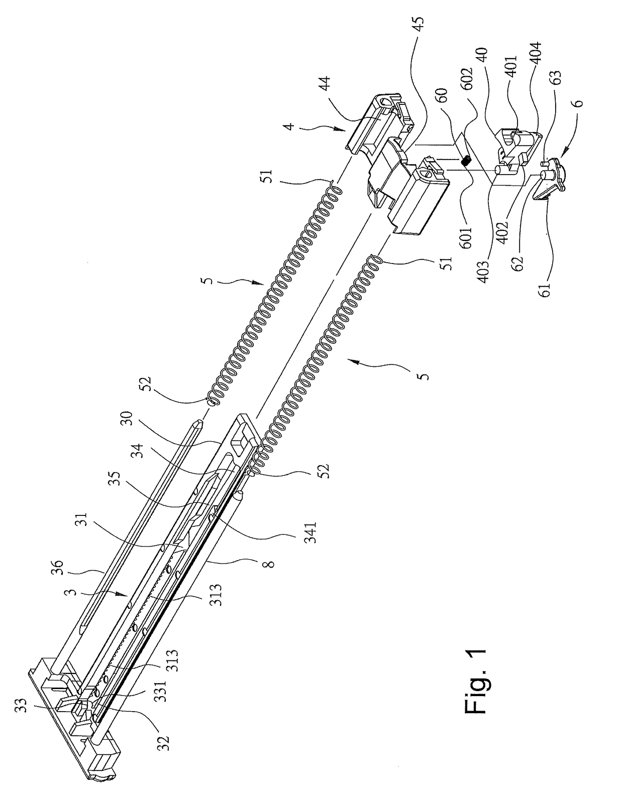 Side-Locking Sliding Rail Assembly Having an Auto-Opening Mechanism