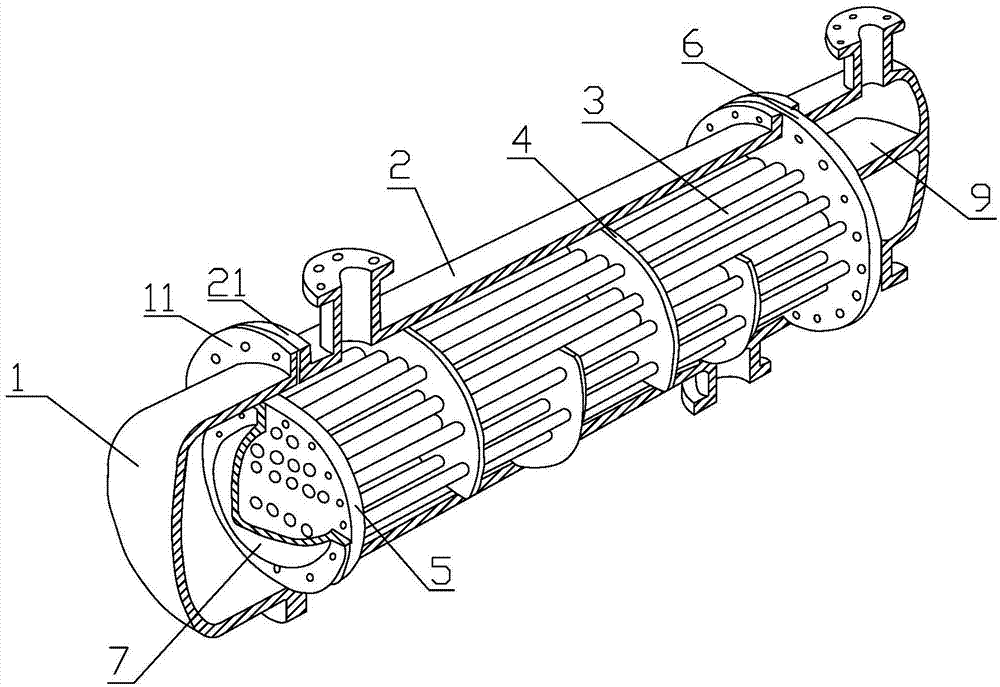 Novel oil gas condensation cooling device on top of fractional distillation tower