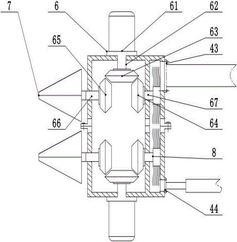 Rotating cutter type overhead transmission line deicing and snow removal device