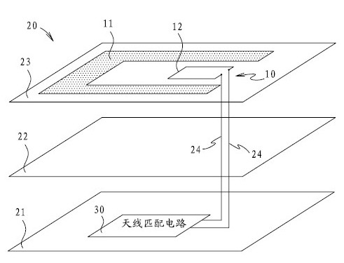 Electronic tag antenna used in UHF (ultra high frequency) range and mobile phone using same