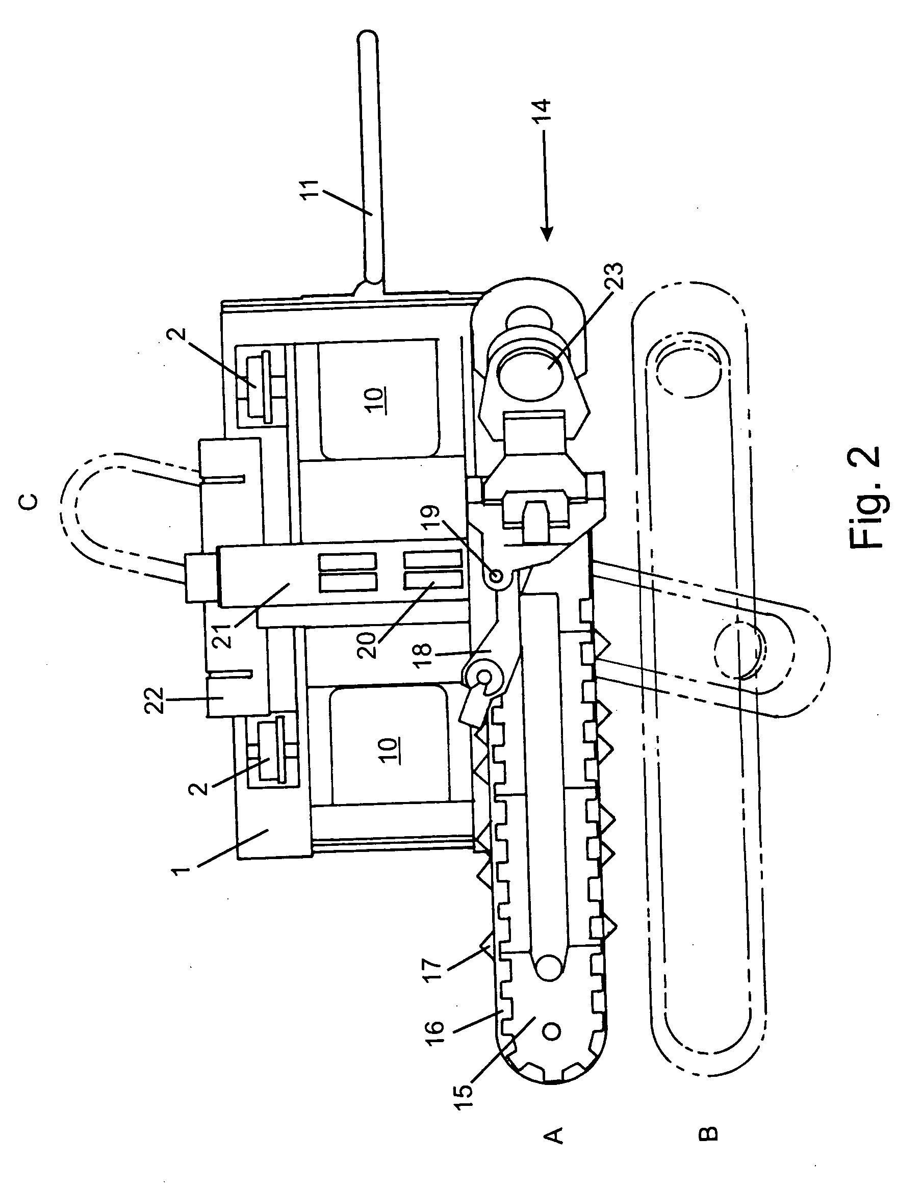 Railway ballast excavator having inclined portion