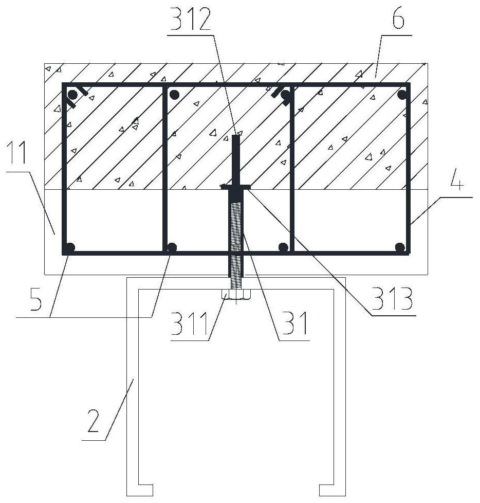 Composite beam prefabricated floor assembly and composite beam