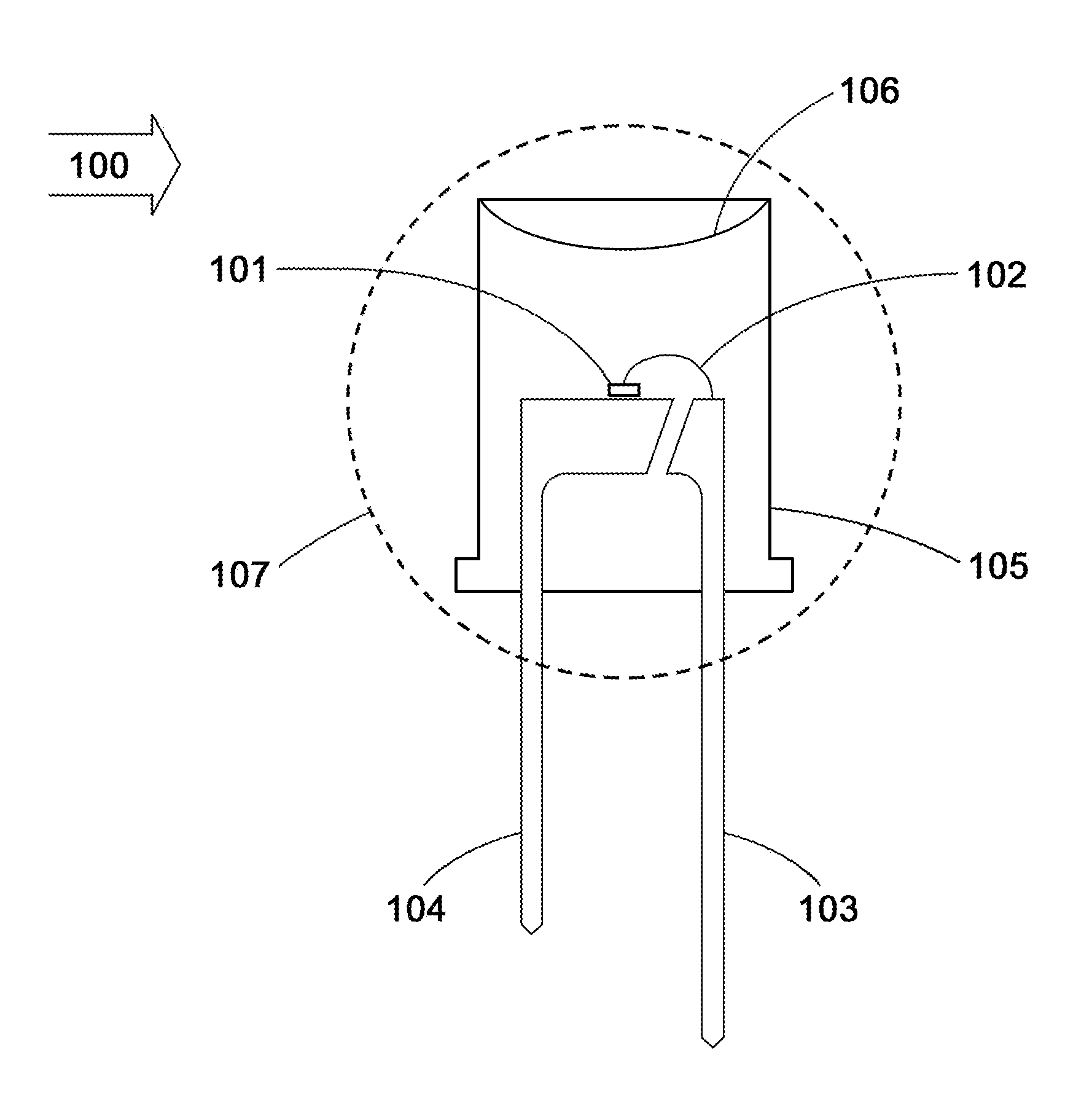 Spherical light output LED lens and heat sink stem system