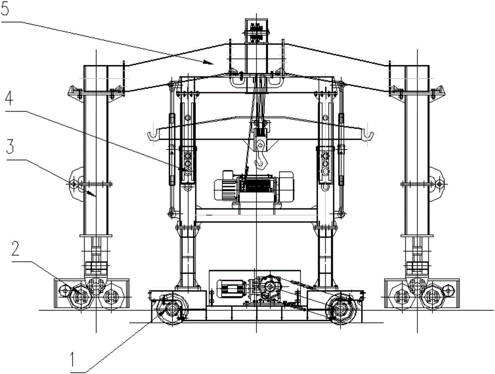 Rail-mounted and wheel-mounted combined type tunnel track-laying crane and construction method thereof