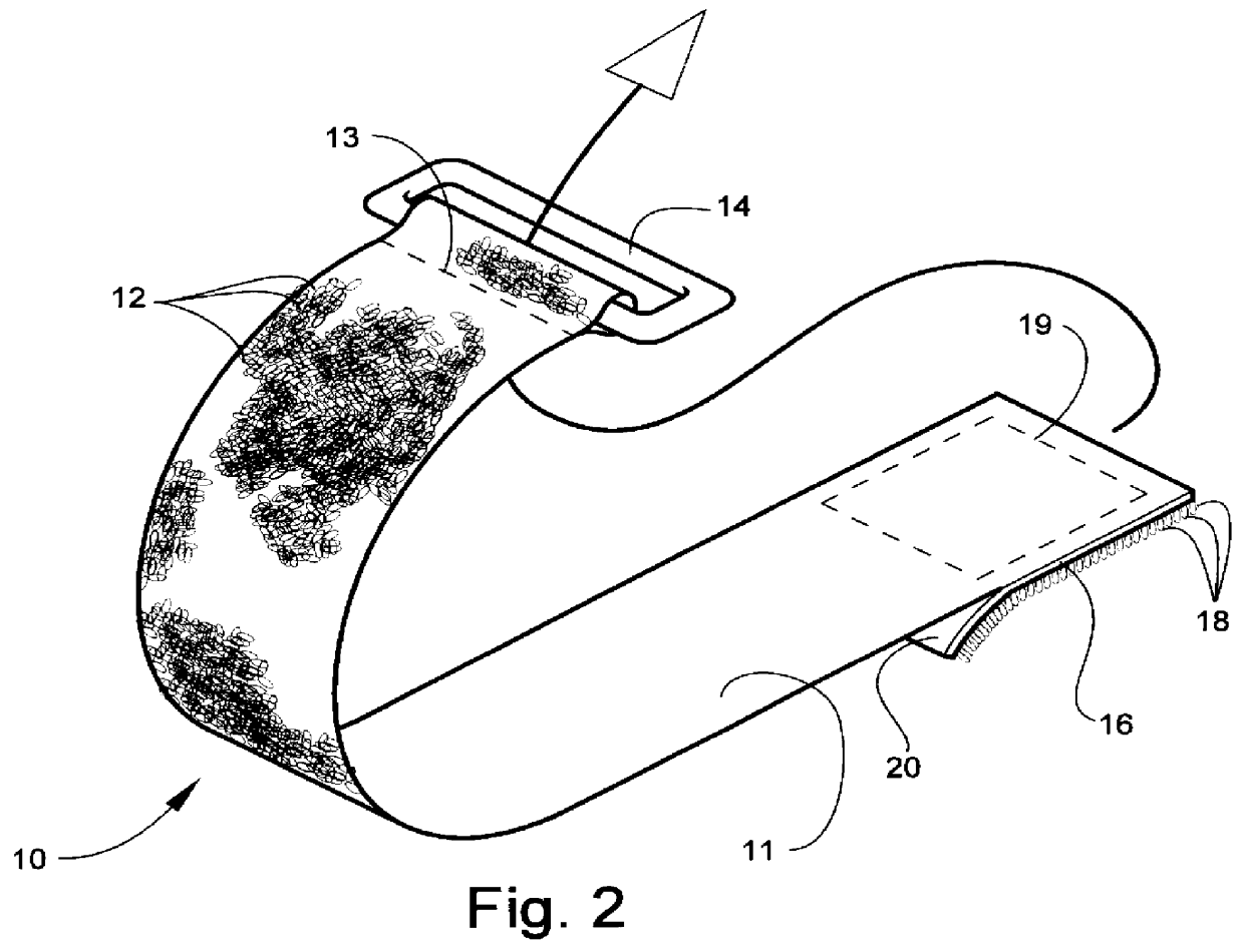 Touch fastener strap and splint having buckle retention means