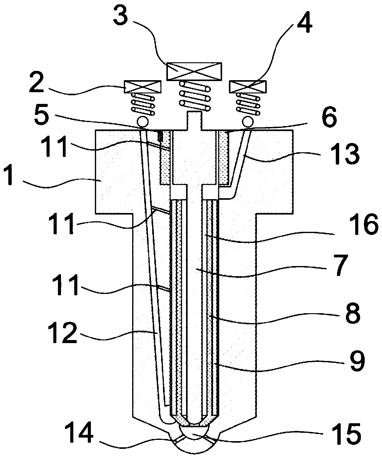 Diesel oil and natural gas dual-fuel engine nozzle working method