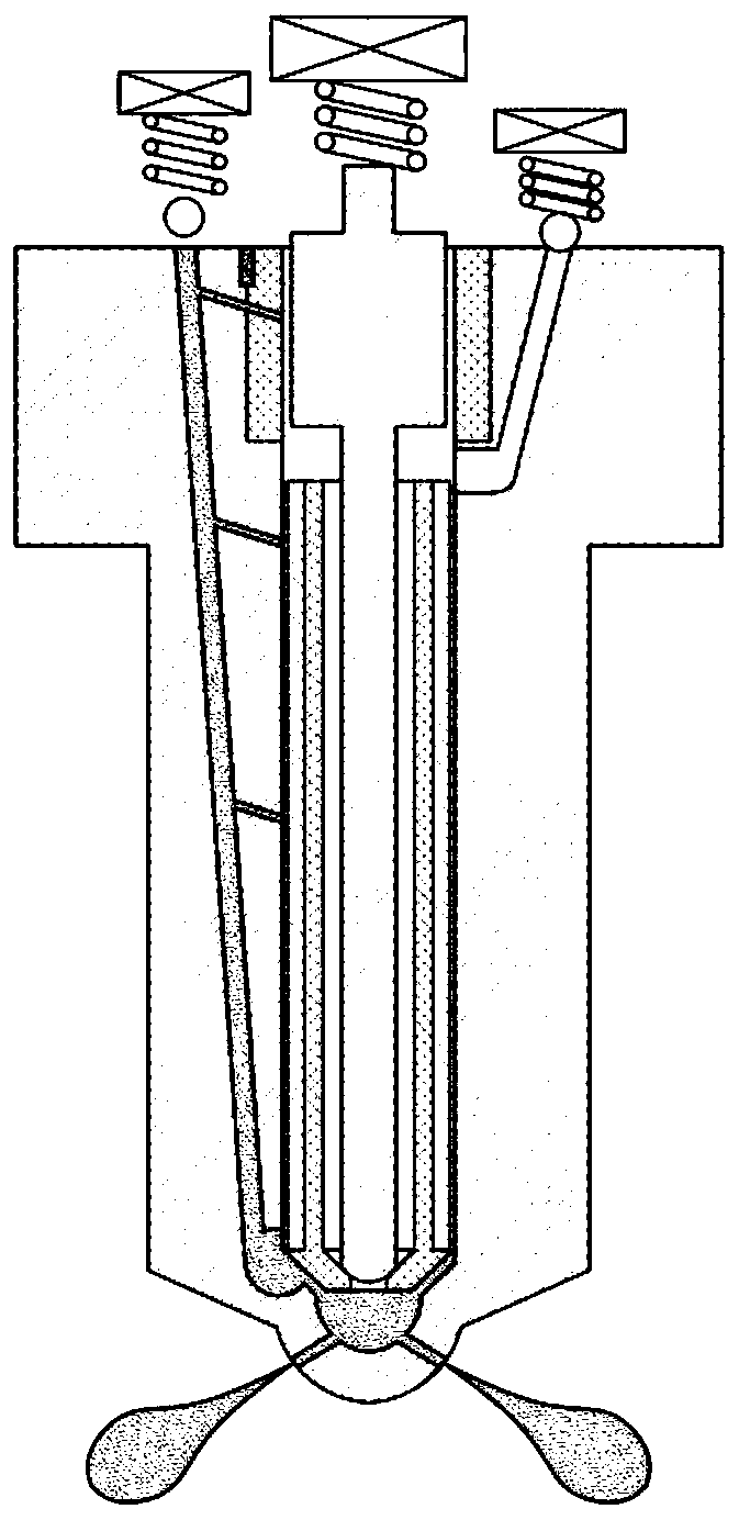 Diesel oil and natural gas dual-fuel engine nozzle working method