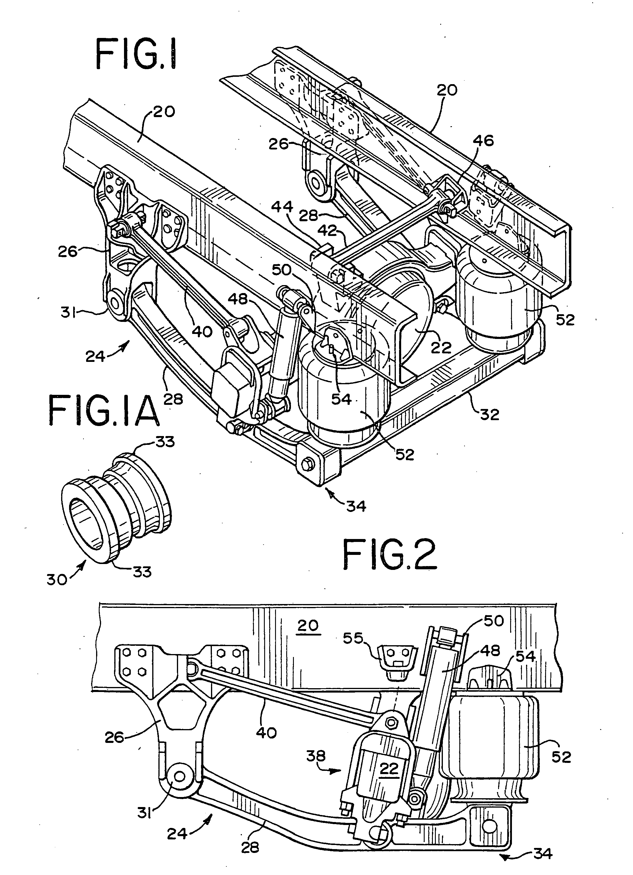 Axle clamp assembly top pad and suspensions incorporating same