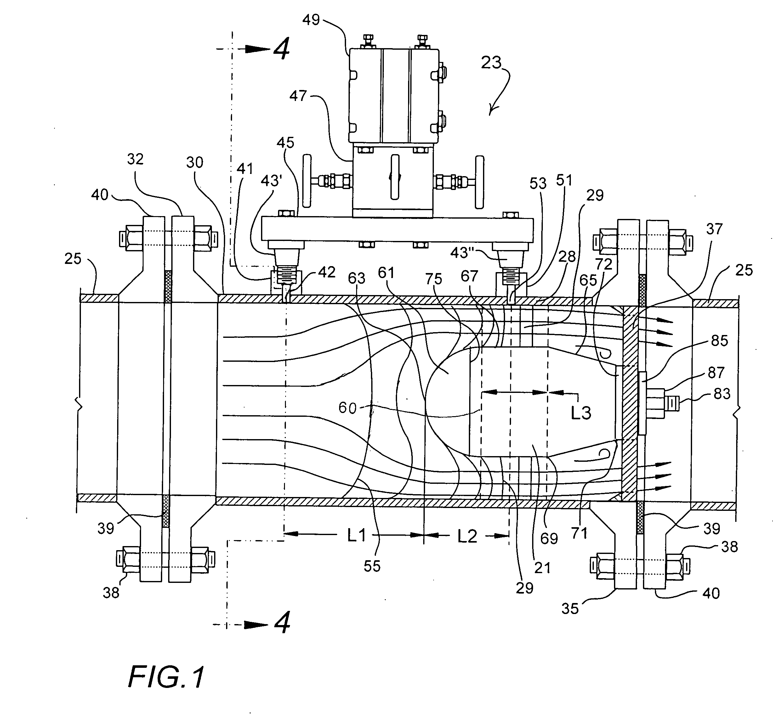 Devices, installations and methods for improved fluid flow measurement in a conduit