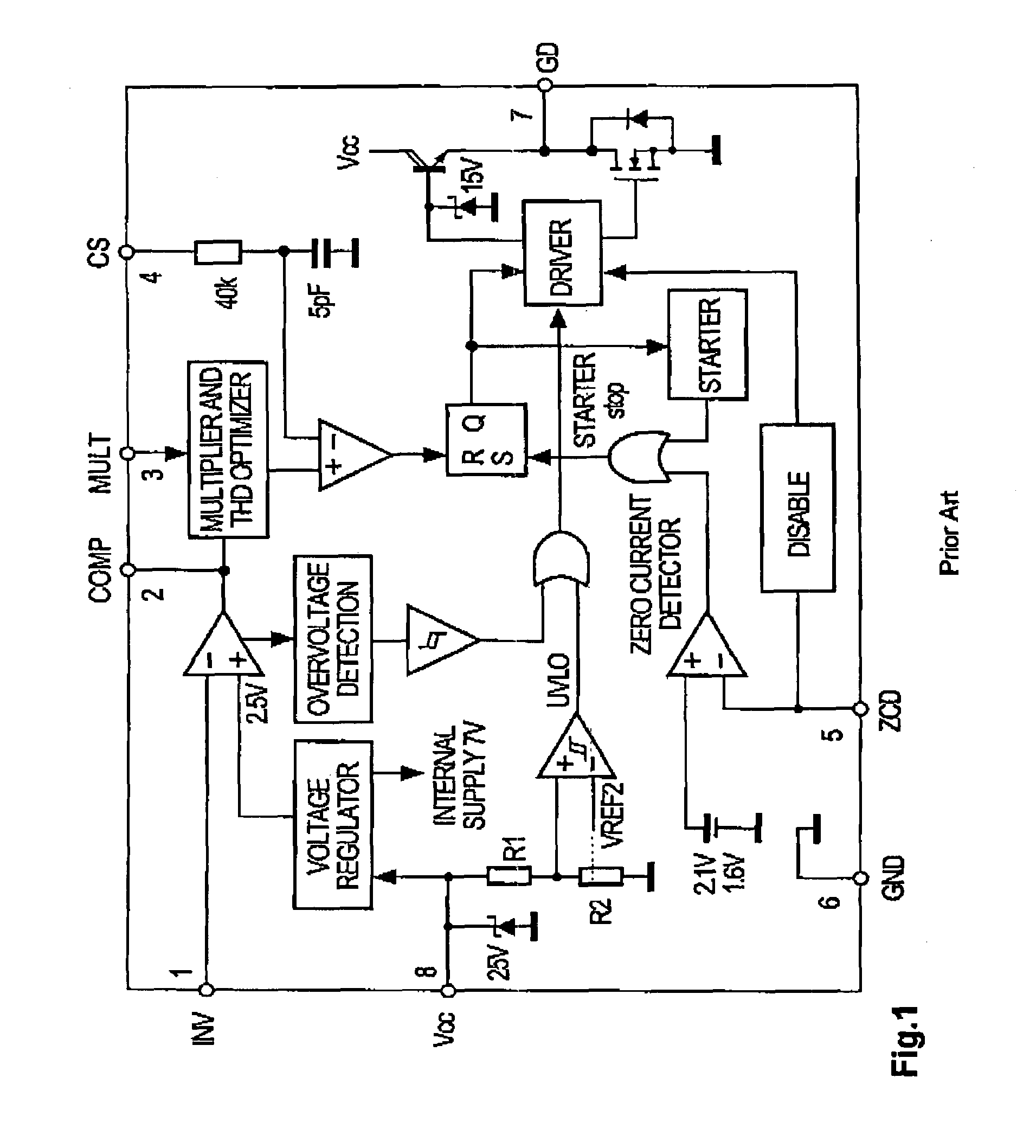 Over-voltage protection circuit for a switched mode power supply