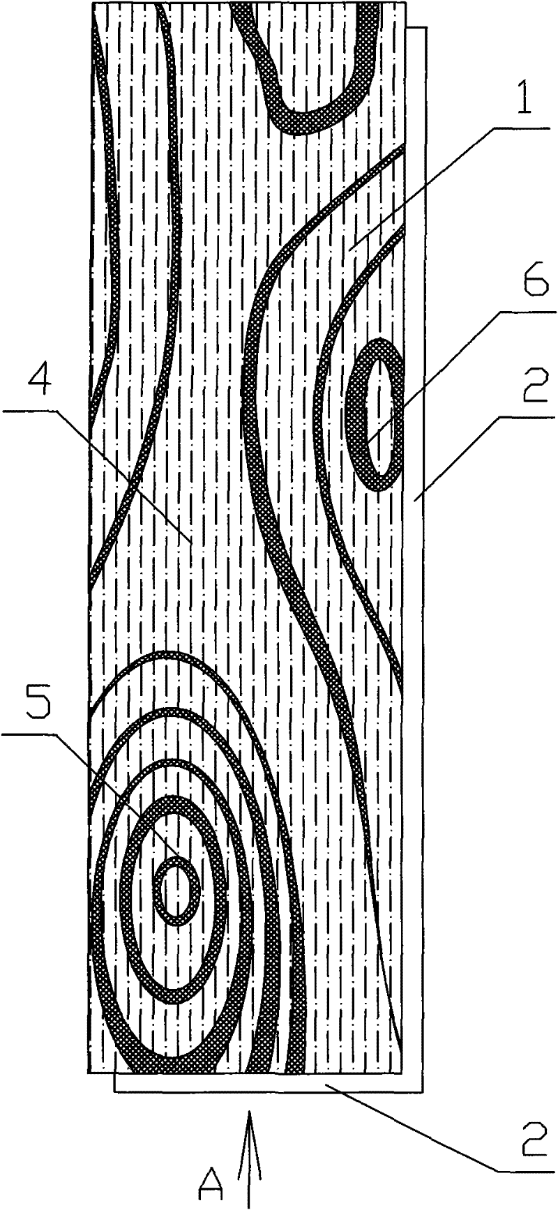 Production method of bamboo floor with wood line strips, annual ring lines, branch scar lines and colours on upper surface