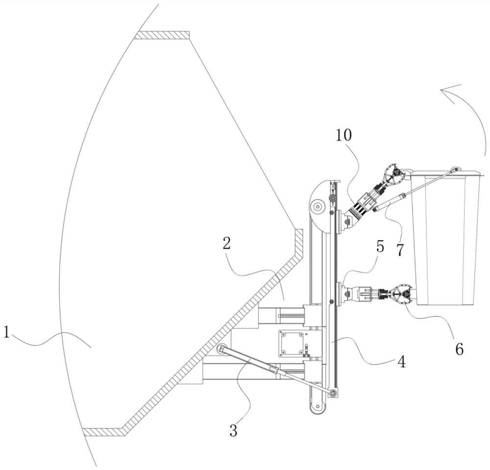 Feeding device for sanitation truck garbage can