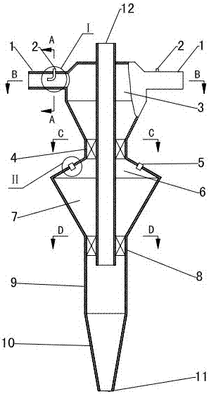 Absorption and separation integrated sulfur-containing gas desulfurization cyclone reaction device