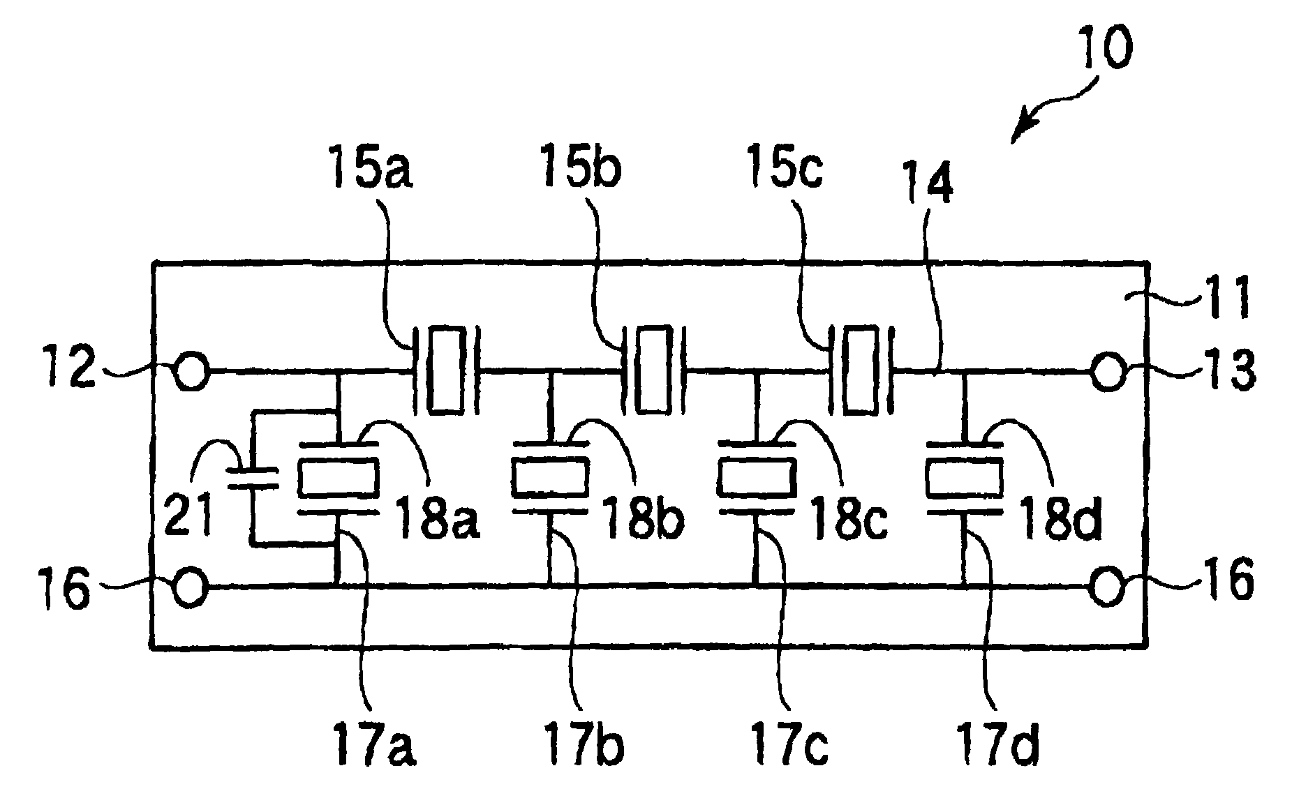 Filter device capable of obtaining attenuation characteristic of sharpness in narrow band width and branching filter using the same