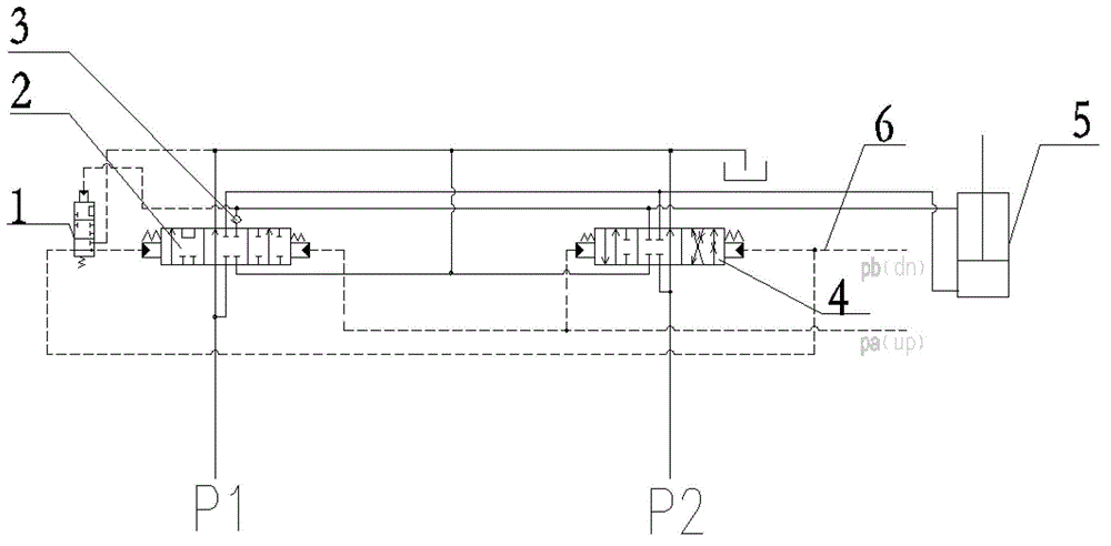 Swing arm descending control loop of hydraulic excavator