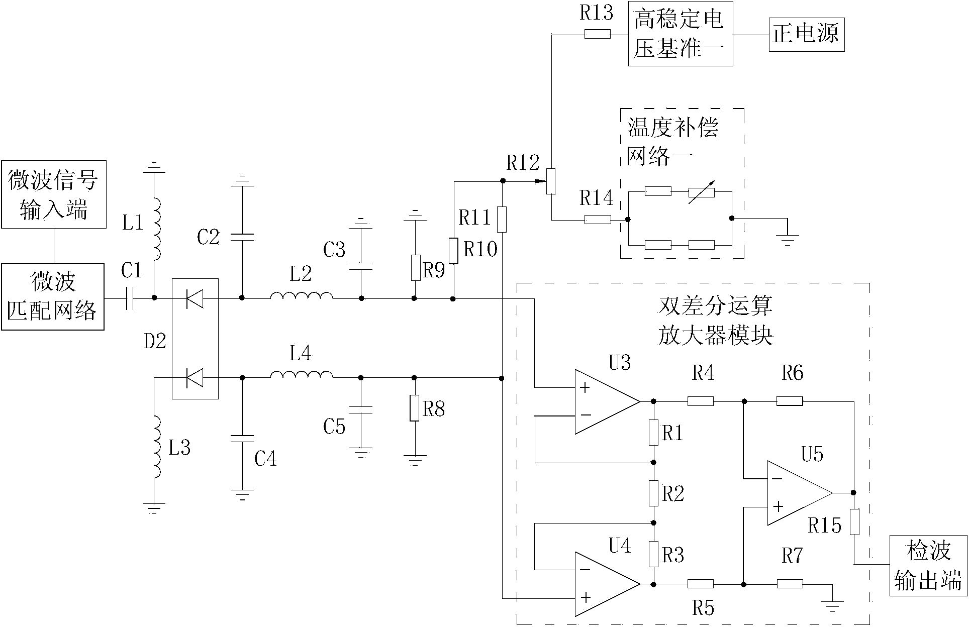 Microwave temperature compensation detector