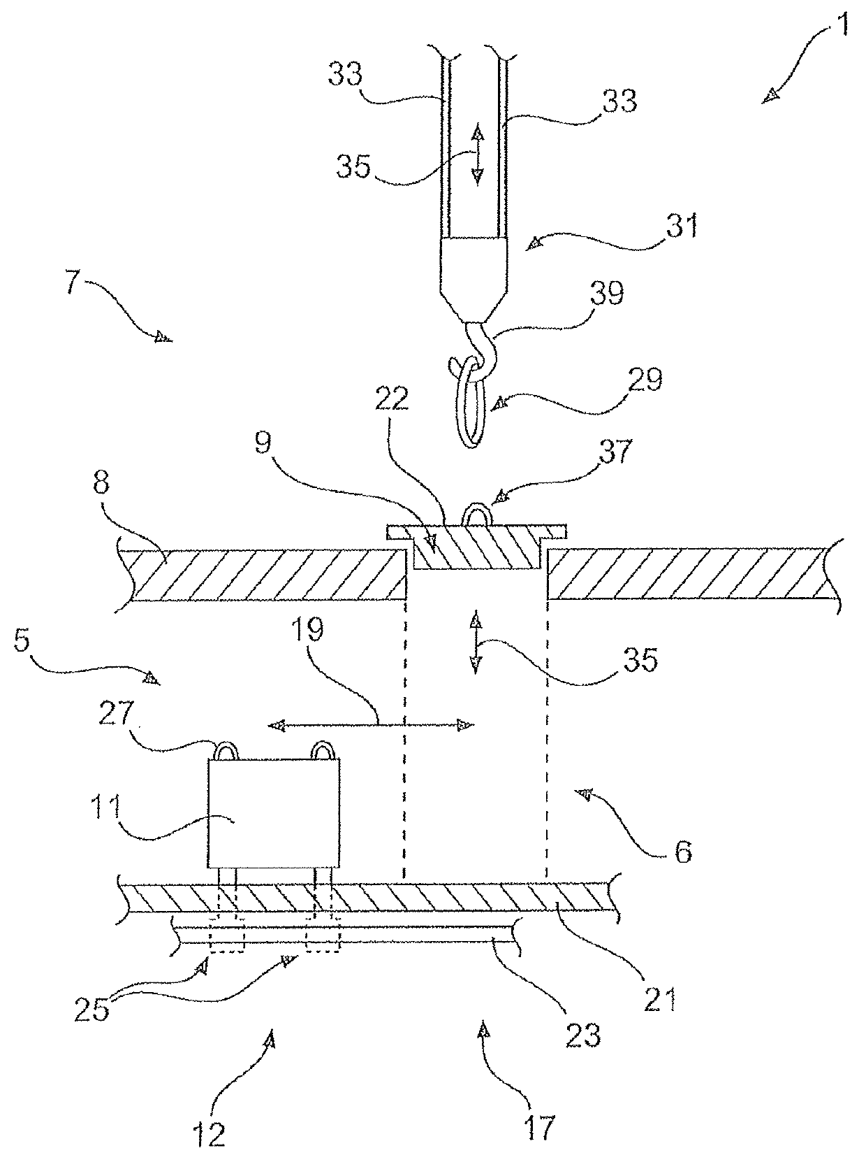 Ship having an opening for removing a power supply system