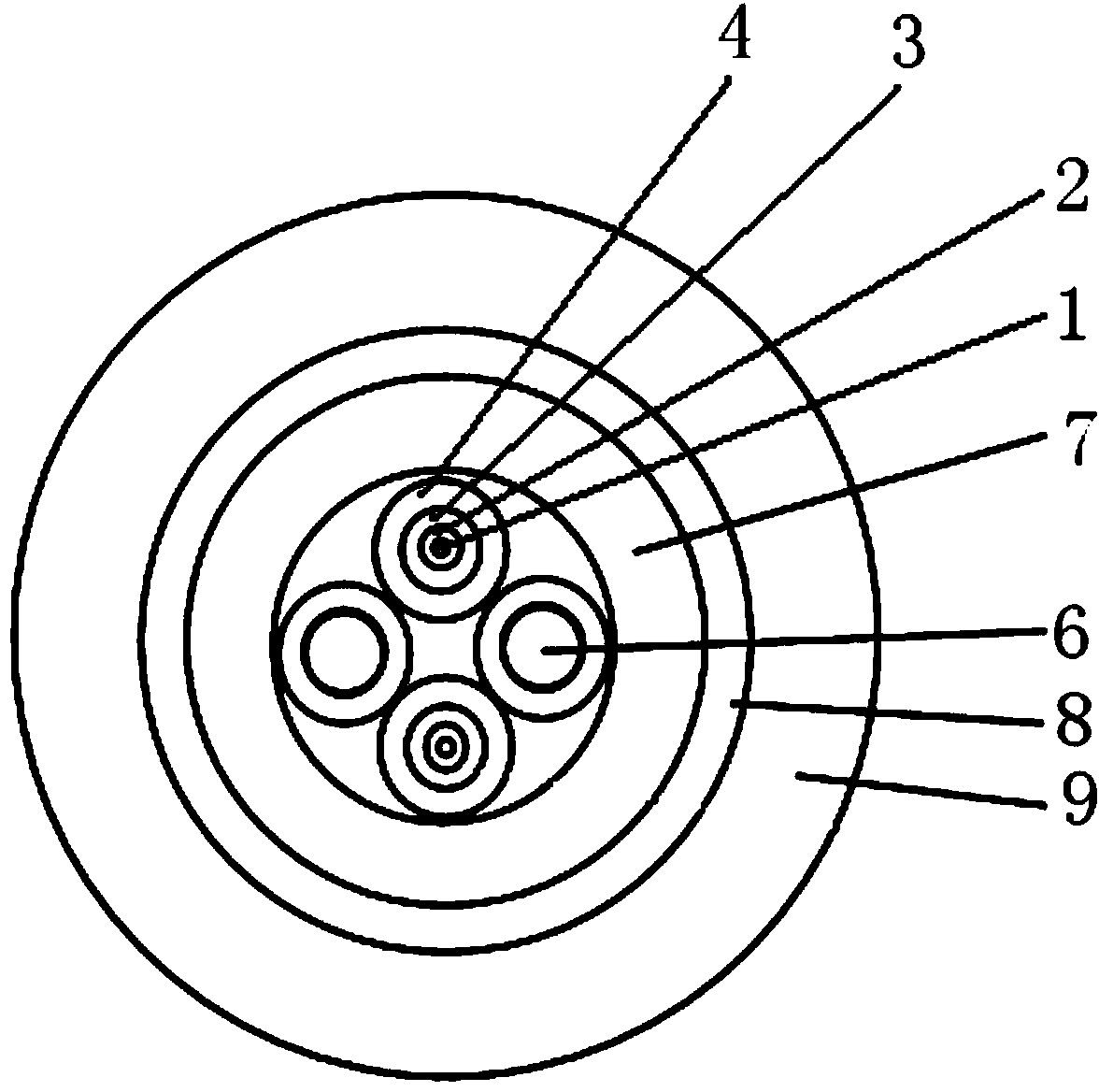 Mobile base station ratproof radio-frequency remote optical fiber cable capable of conducting thunder and lightning