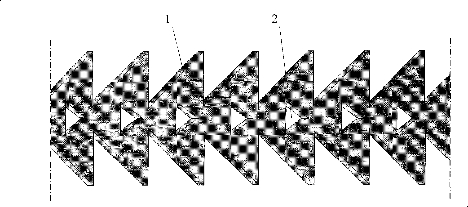 Triangular circumferential motion drip irrigation douche irrigation device flow passage