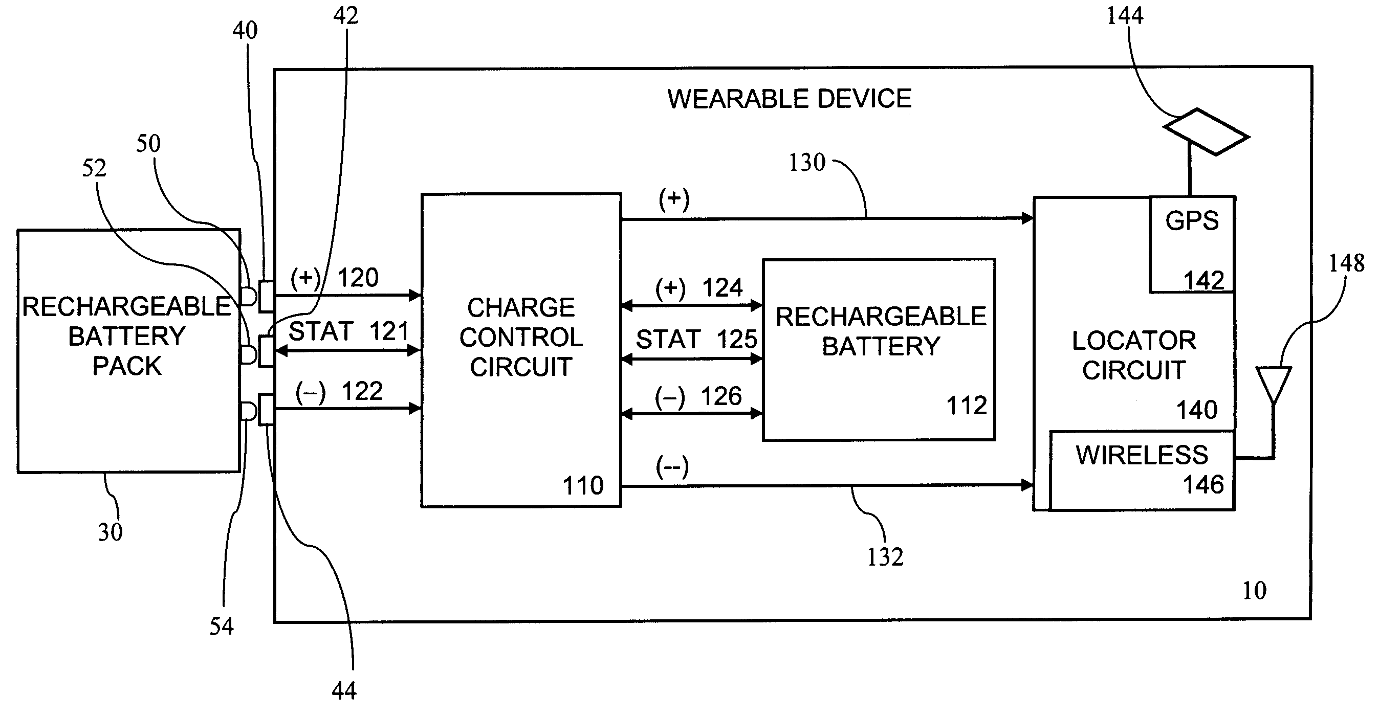 System, method and apparatus for charging a worn device