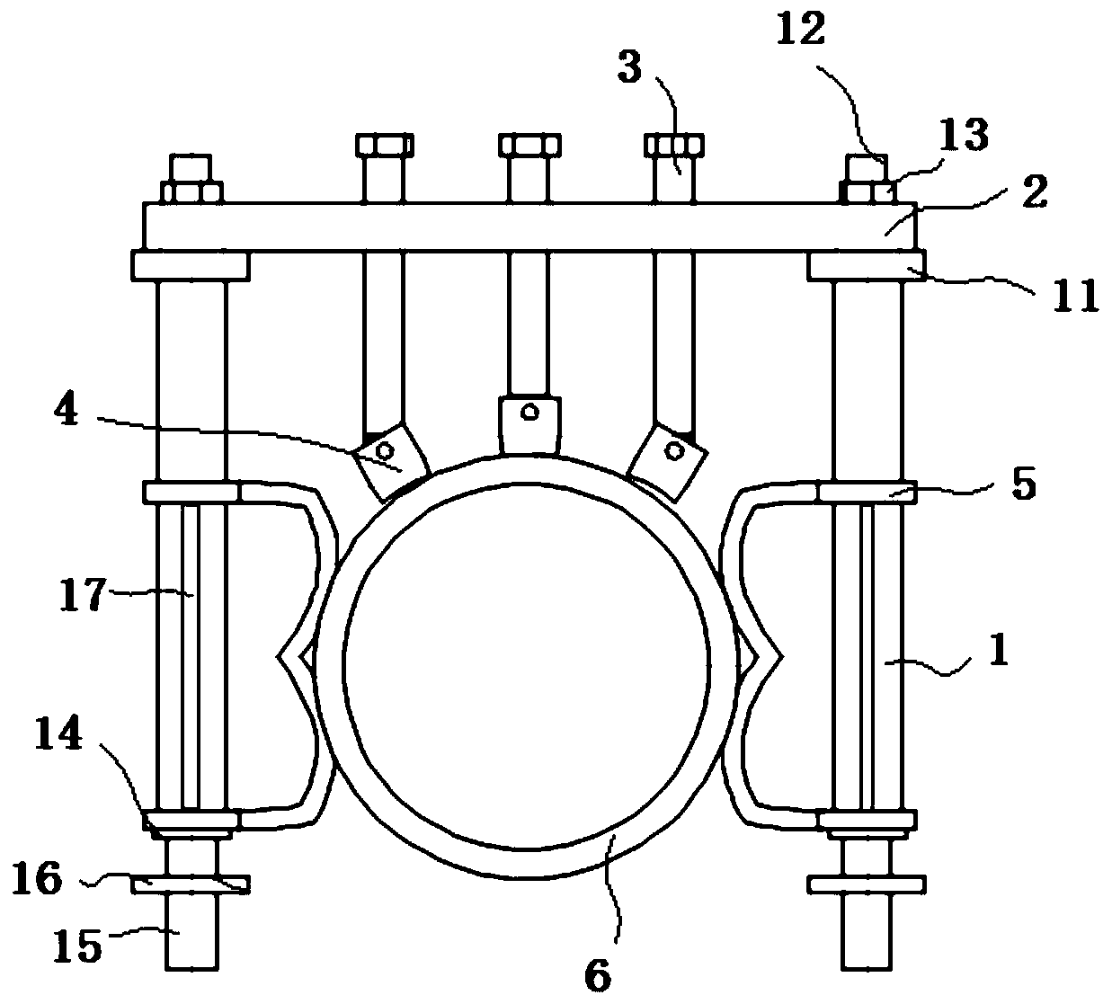 Pipeline fixing device for road construction