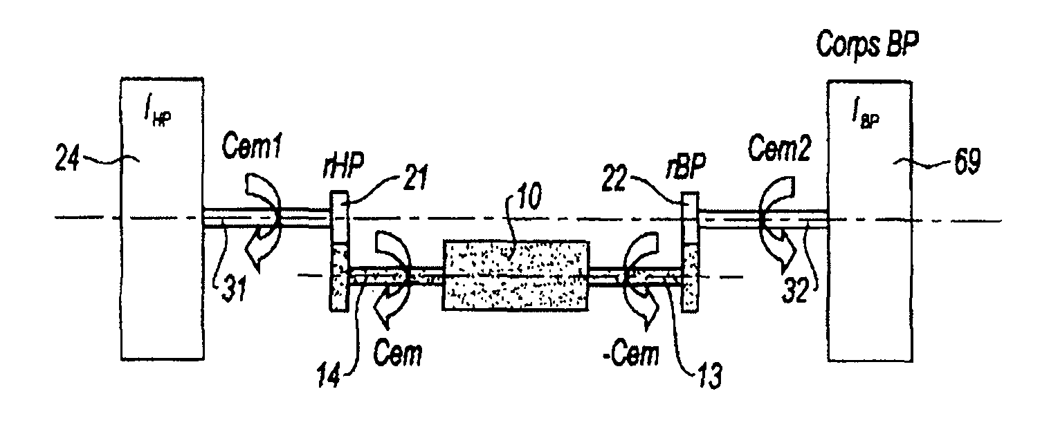 Device for producing electrical power in a two-spool gas turbine engine