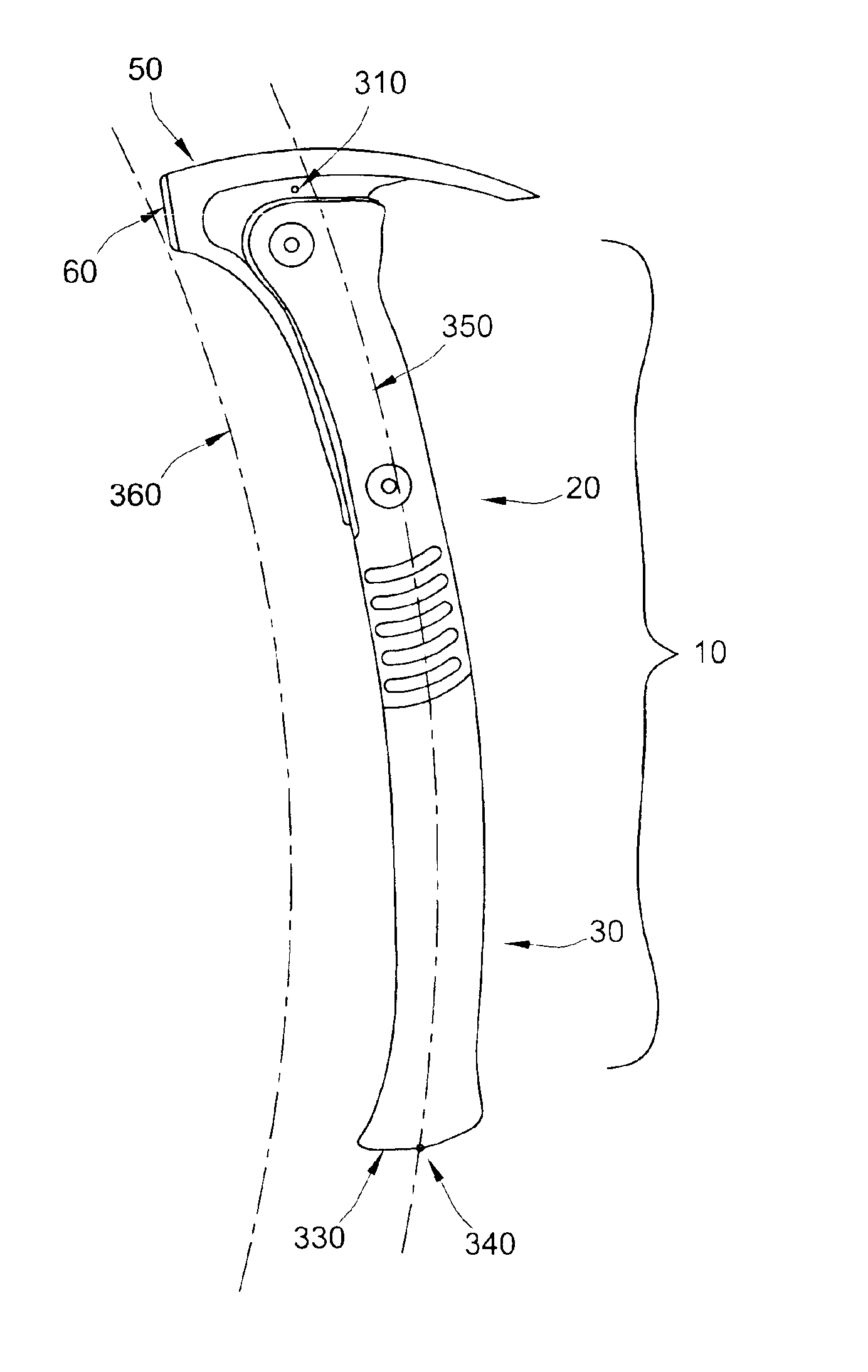 Striking tool with weight forward head