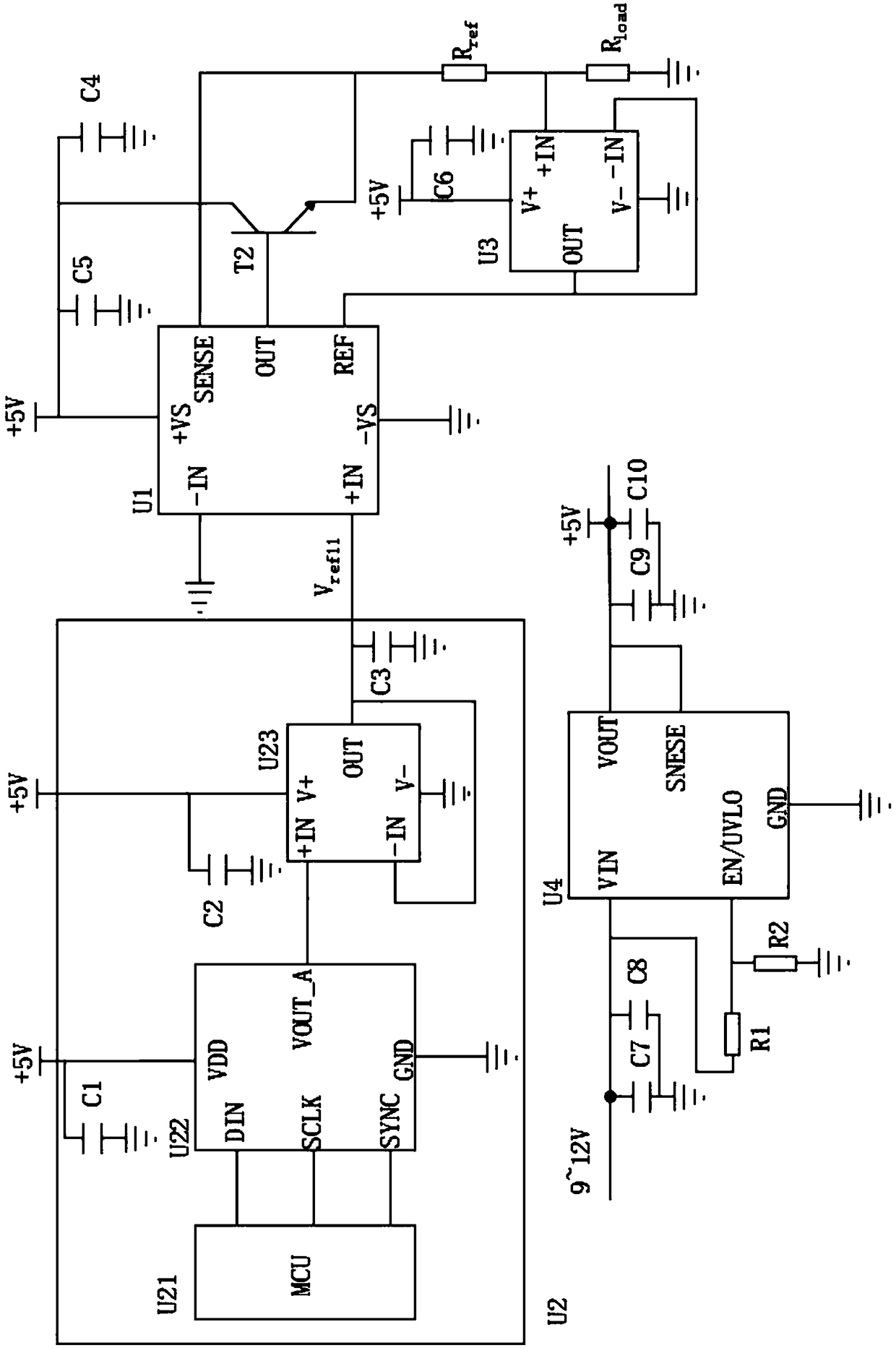 Precise constant flow source based on differential amplifier and feedback buffer