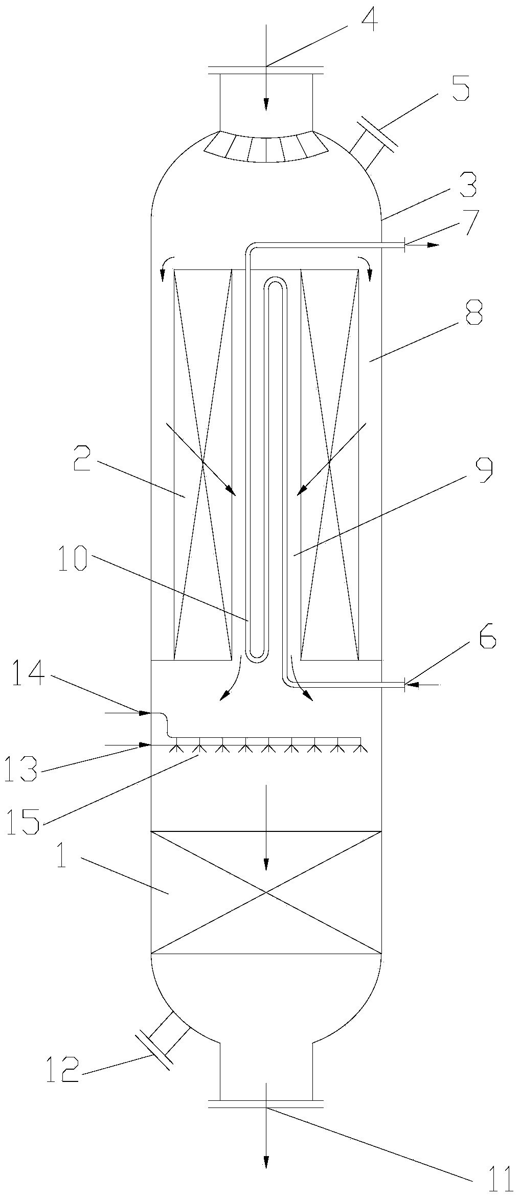 Axial and radial combined type fixed bed catalytic reactor for olefince oxidative dehydrogenation