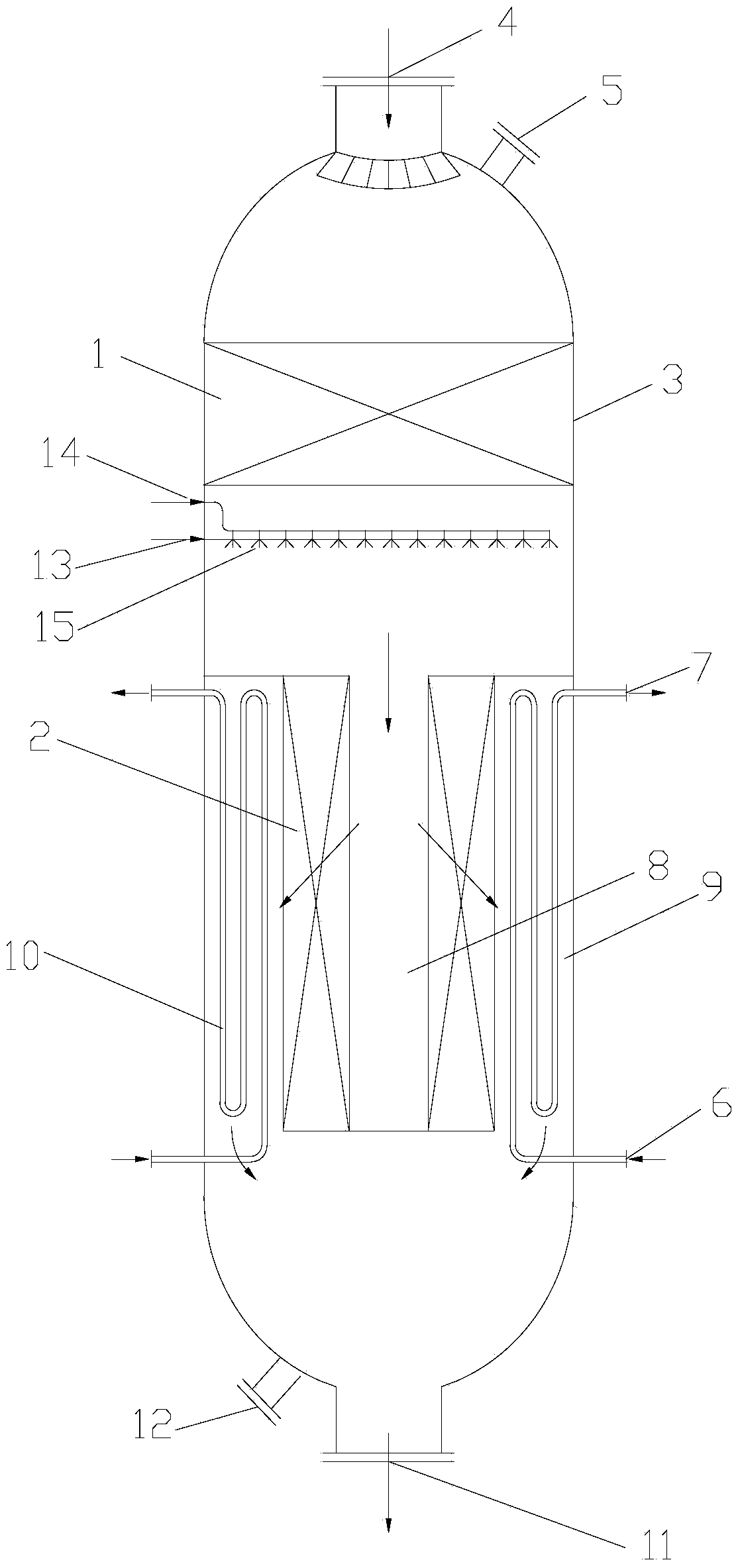 Axial and radial combined type fixed bed catalytic reactor for olefince oxidative dehydrogenation