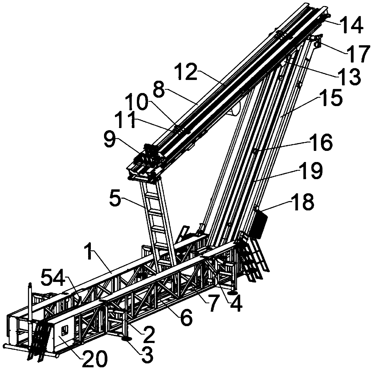 Power catwalk machine capable of feeding and throwing three drilling and exploitation tubular columns