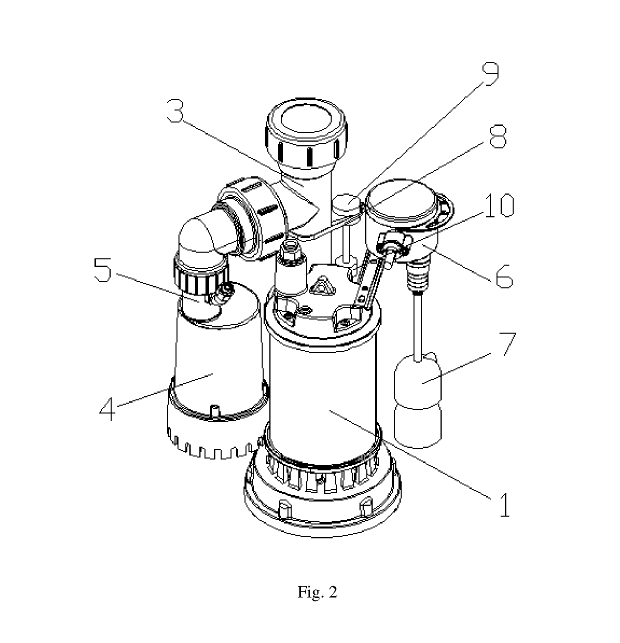 Combined sump pump with a backup pump structure