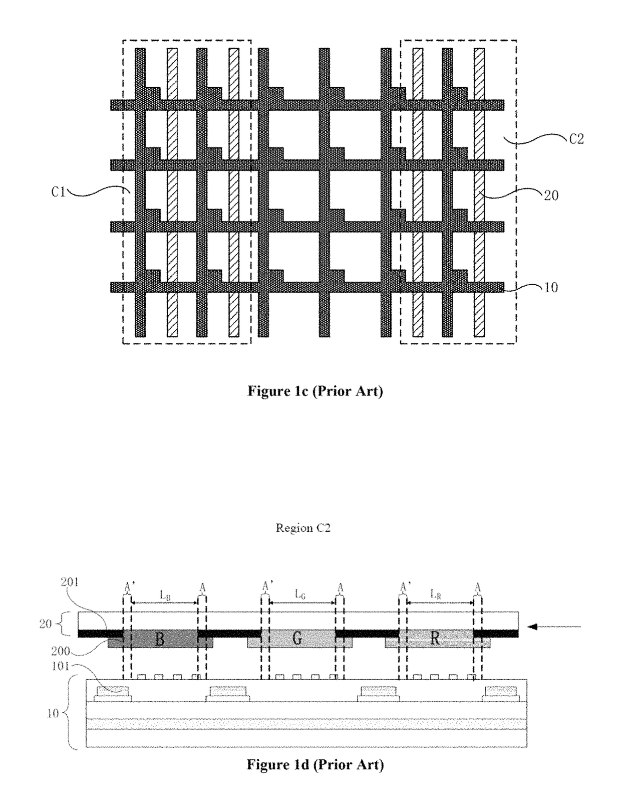 Curved display panel and display device containing the same