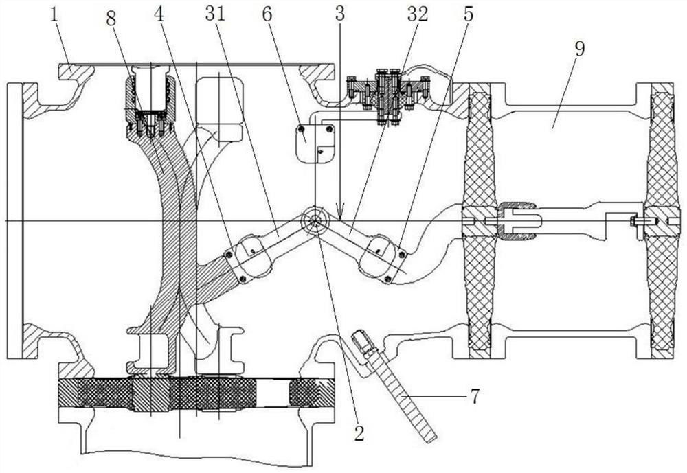 Swing arm transmission type double-fracture isolating switch