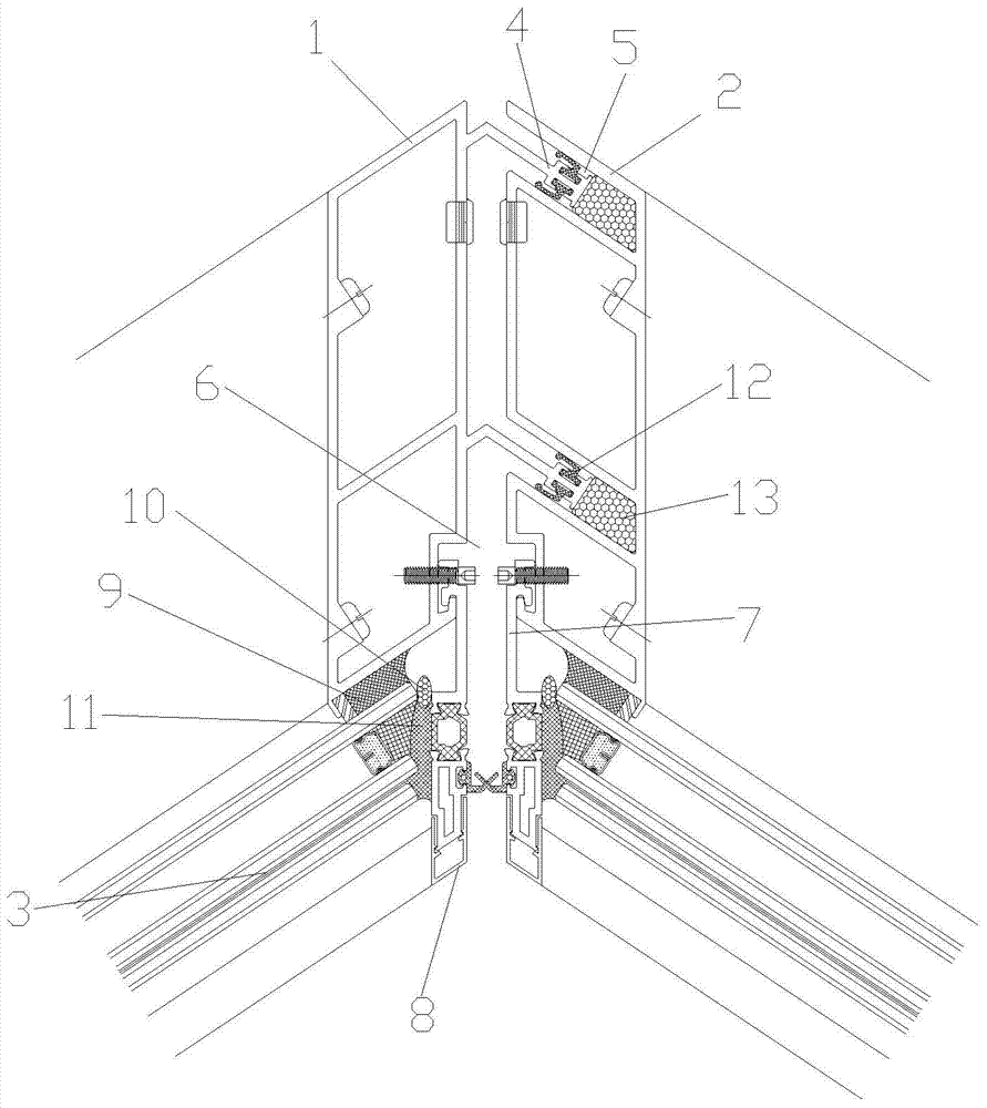 Continuous fold-type glass curtain wall