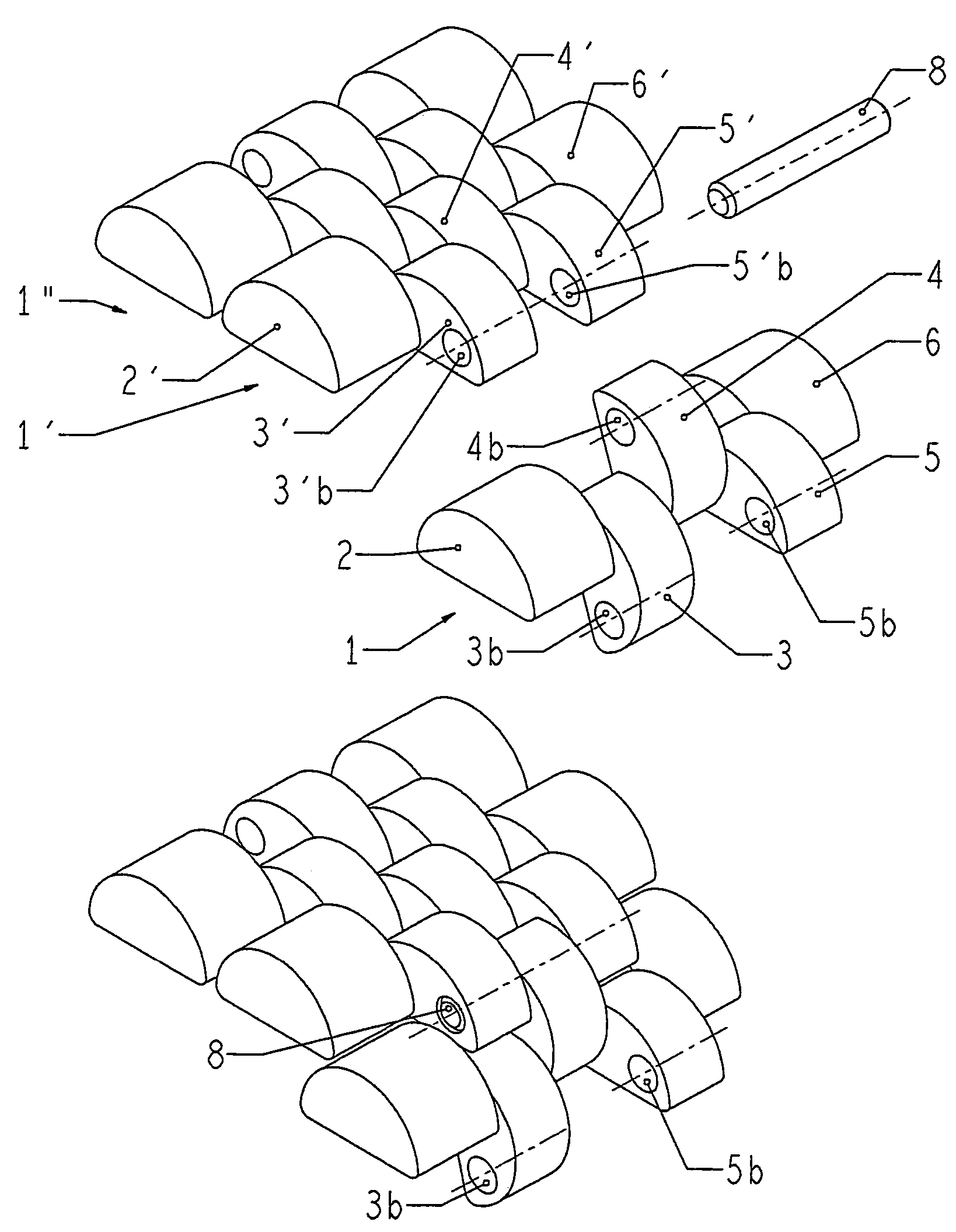 Articulated strap with links