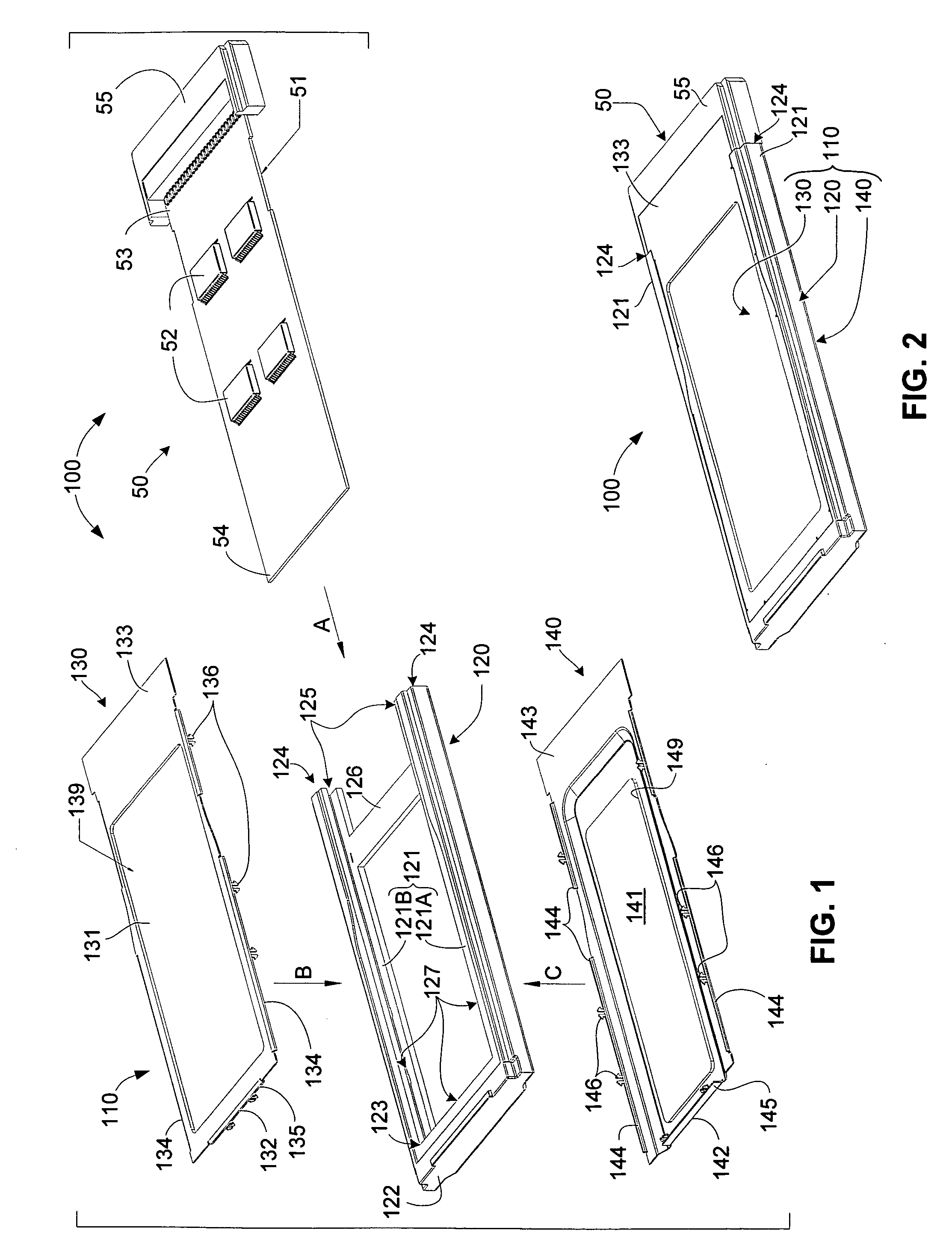 PC card assembly with panels having substantially identical connection structures