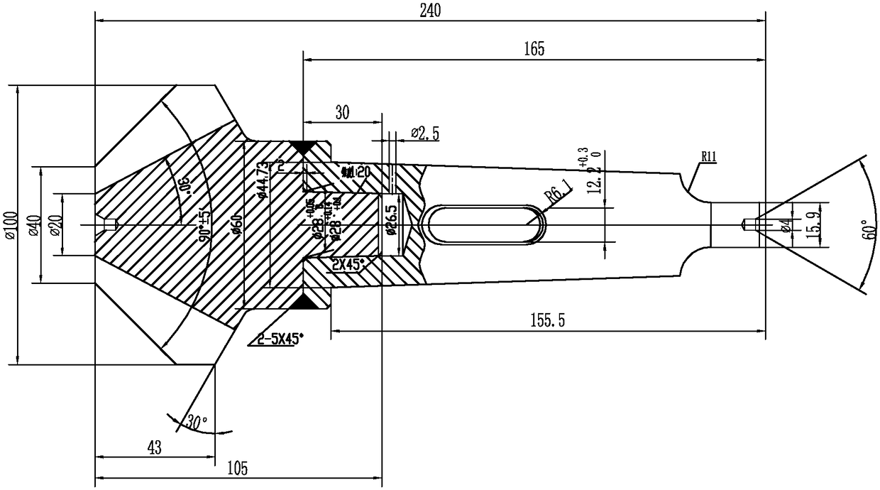 Large-diameter counter bit machining method