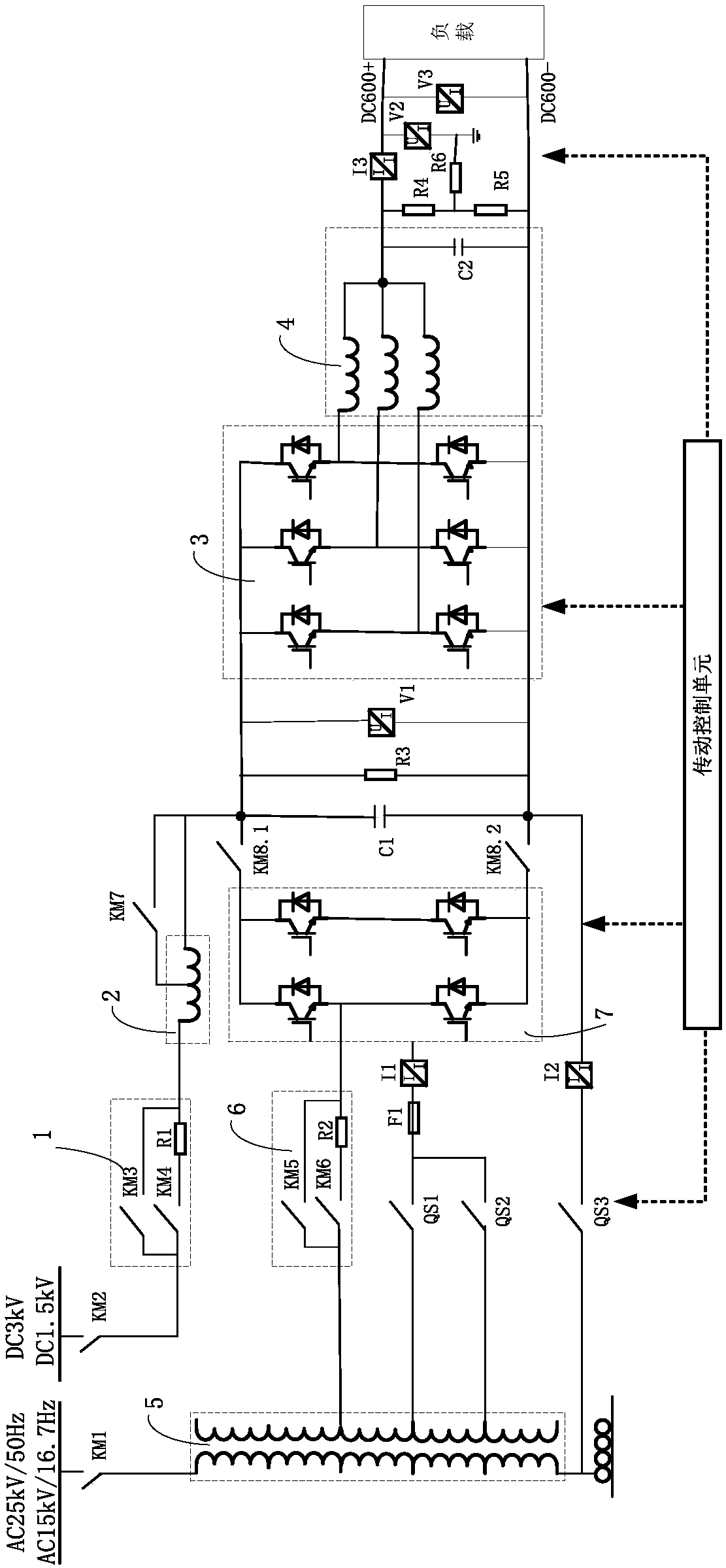 Multi-system train power supply system and control method thereof