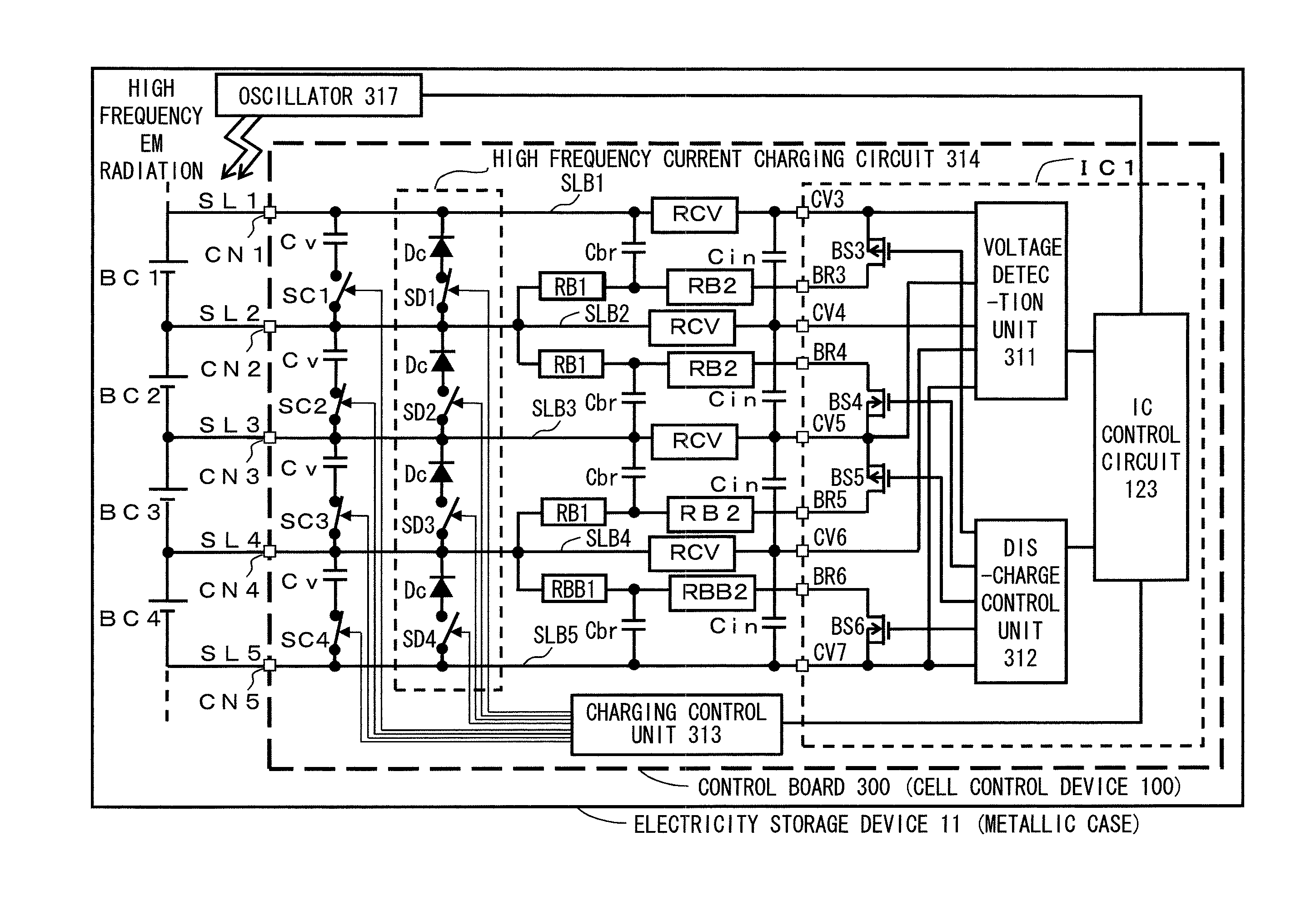 Cell control device and electricity storage device incorporating the same