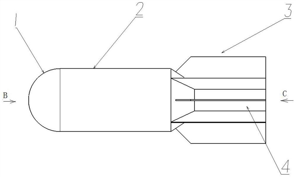 Aerodynamic configuration of air-drop forest fire extinguishing bullet