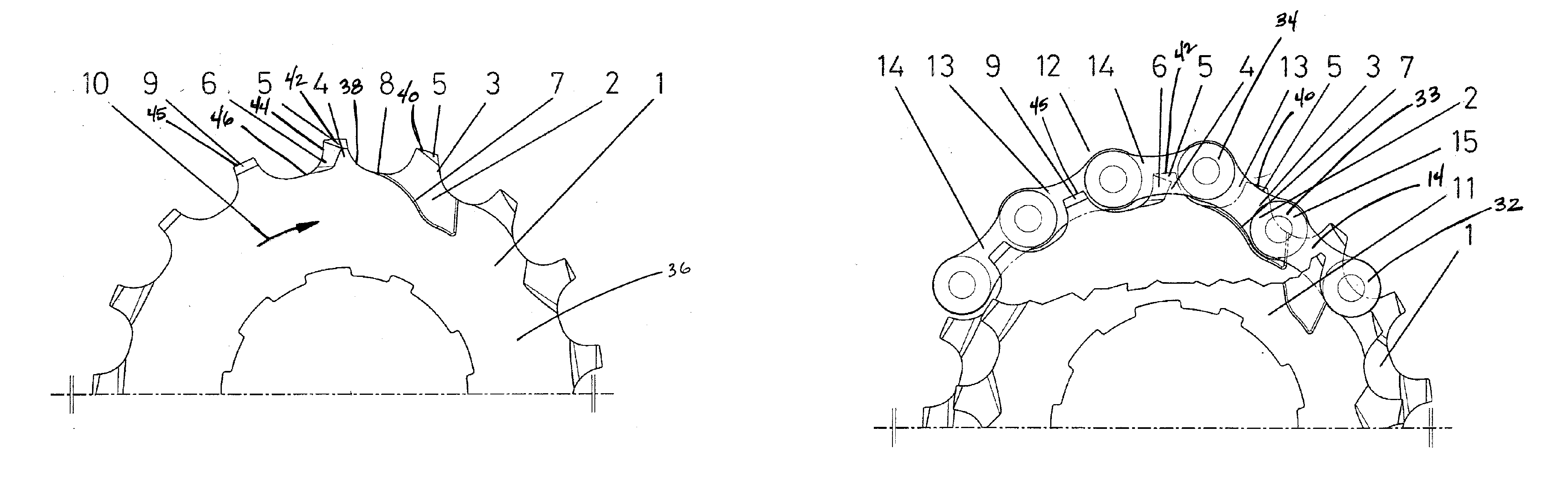 Low-noise chainwheel