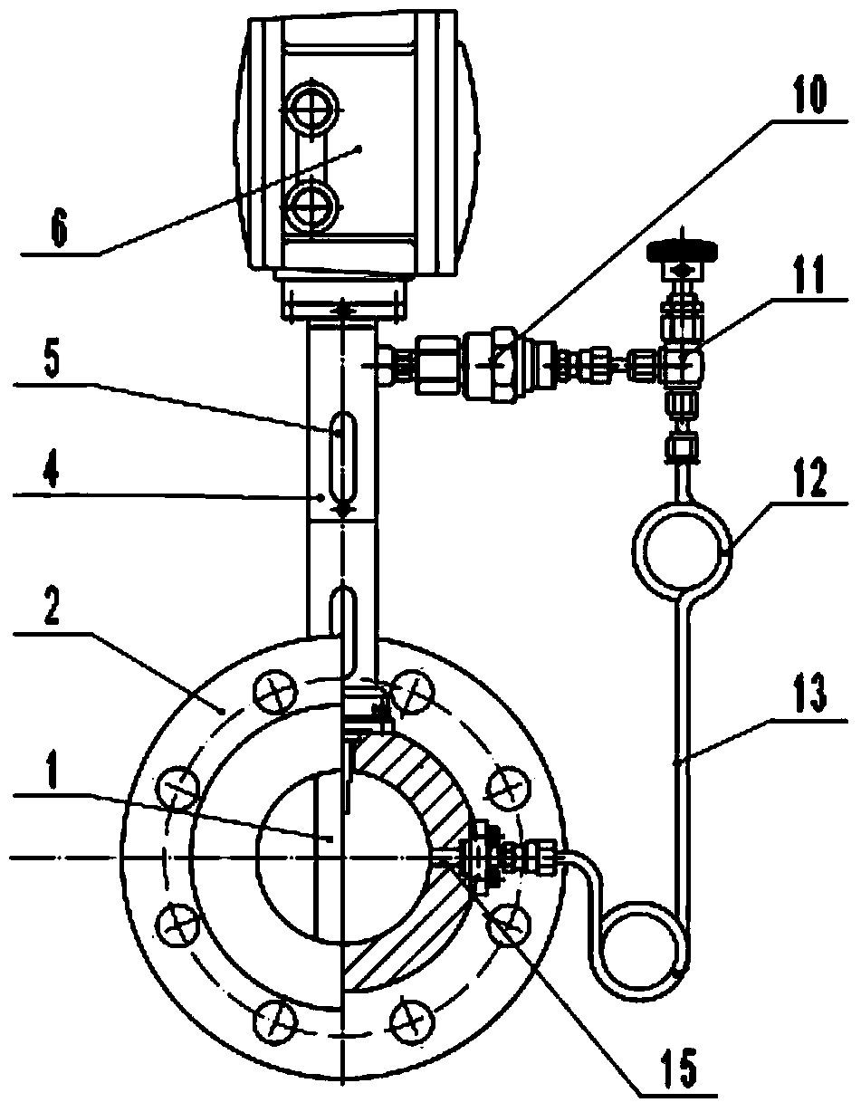 Steam vortex shedding flowmeter measuring multiple parameters