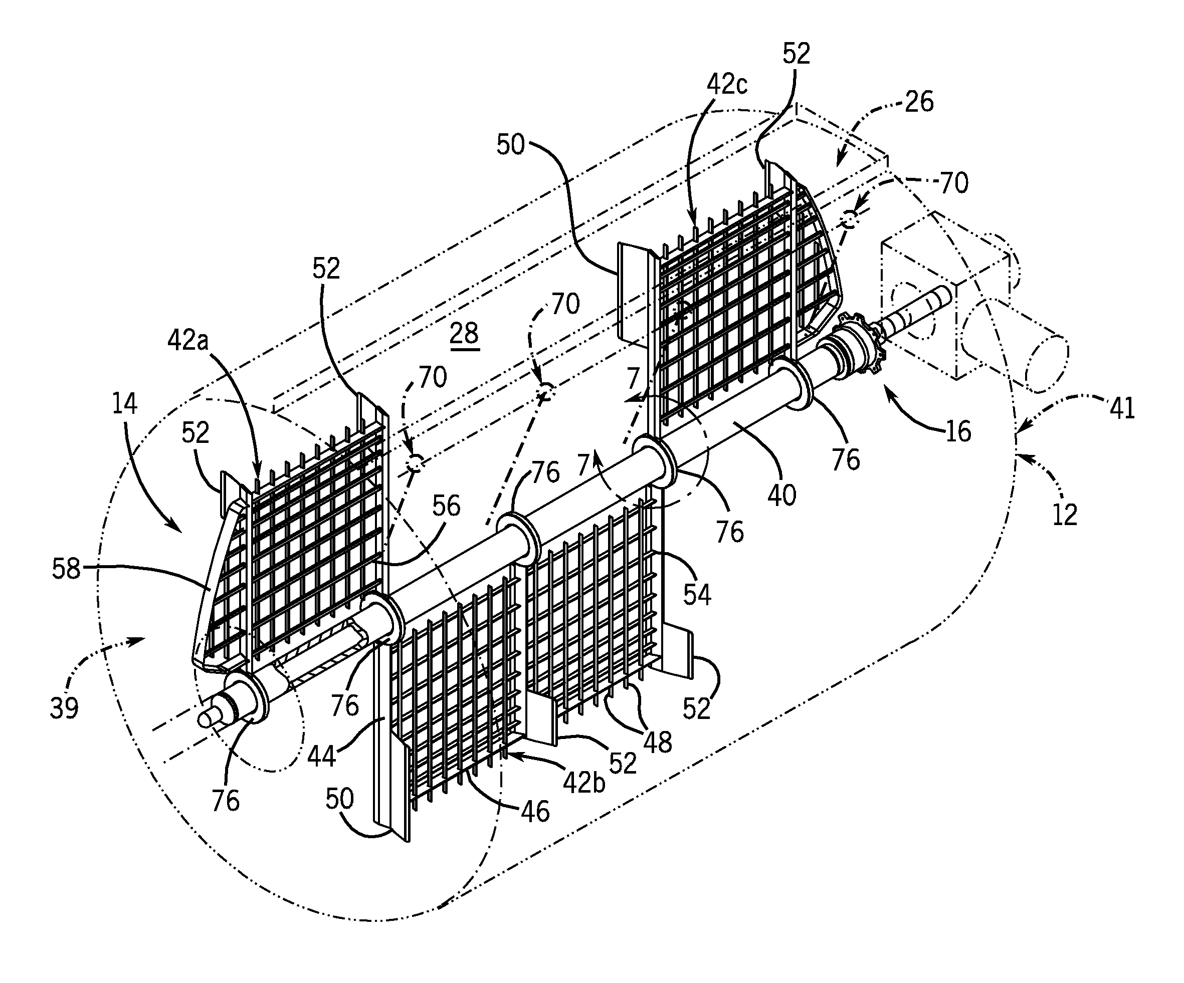 Horizontal cheese vat having single agitator shaft