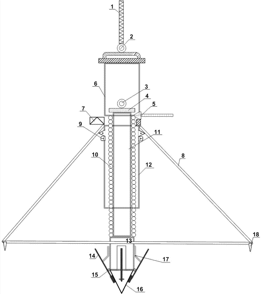 Inertial differential unlocking spring impact type collector of bottom sediment sample