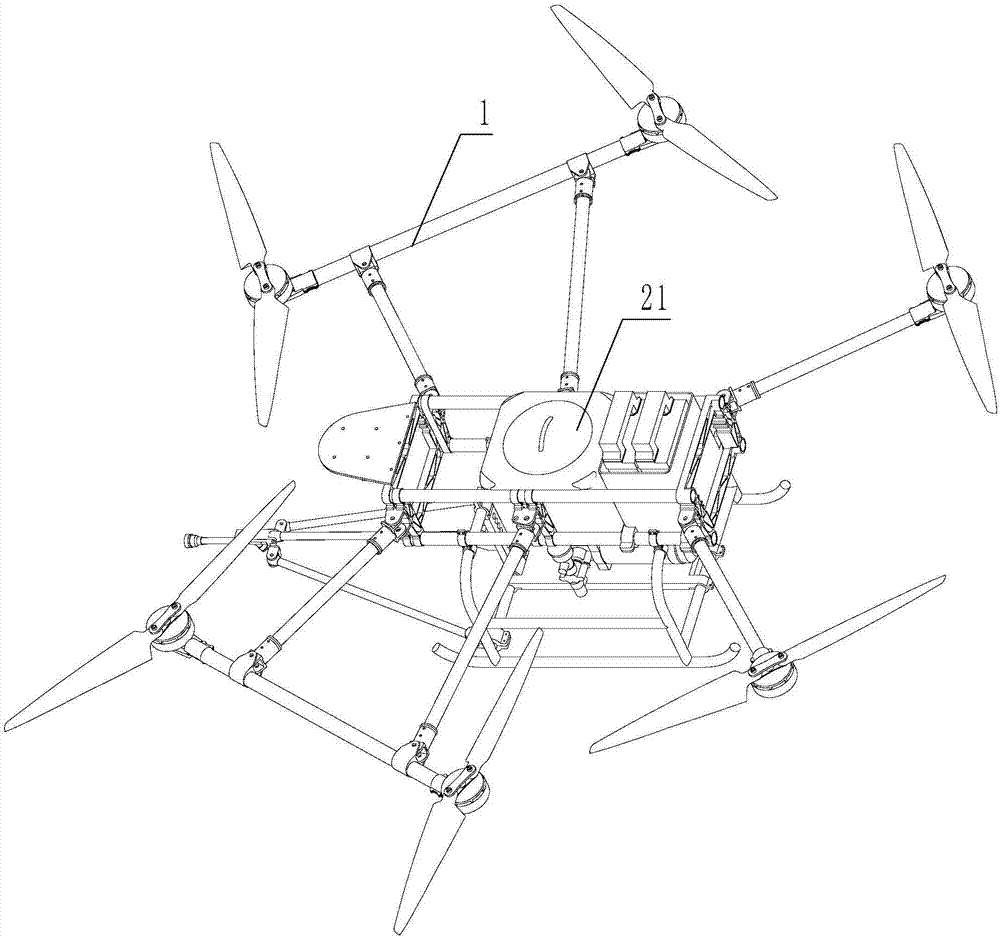 Unmanned plane live-line water washing device for power transmission line