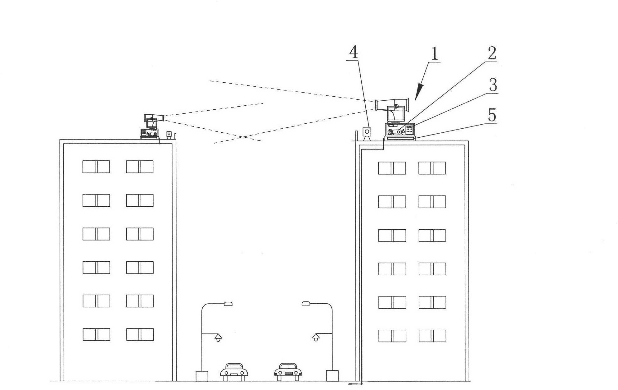 High-rise water spray dust-setting device for controlling PM2.5 air quality from exceeding standard