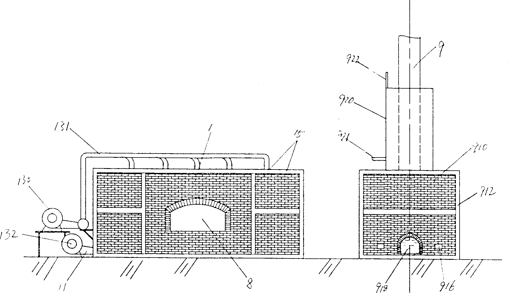 Heating furnace with double burning chamber for forging