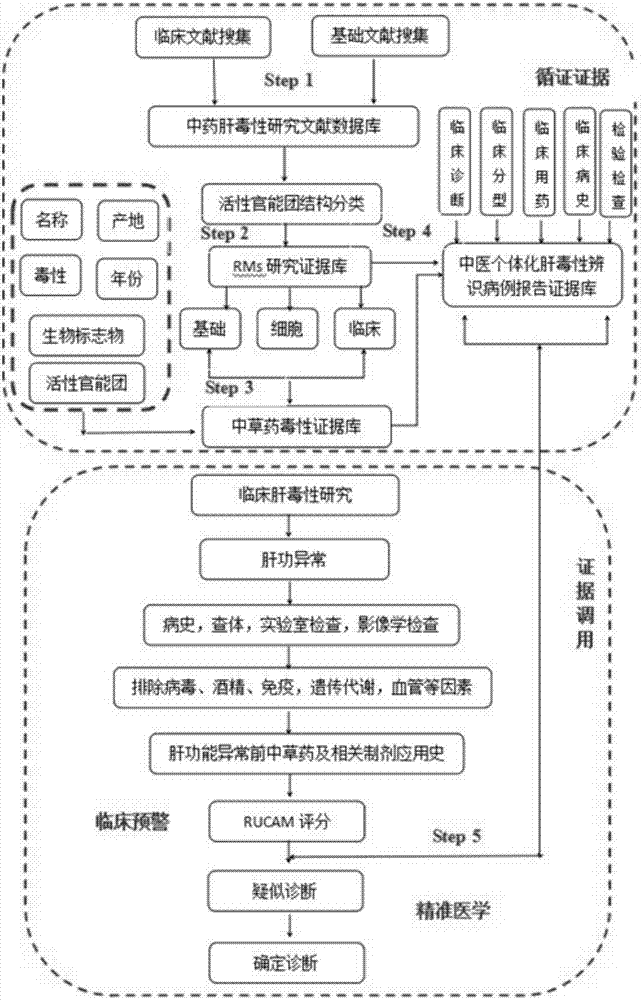 Evidence library-based Chinese herbal medicine hepatotoxicity assessment and identification method